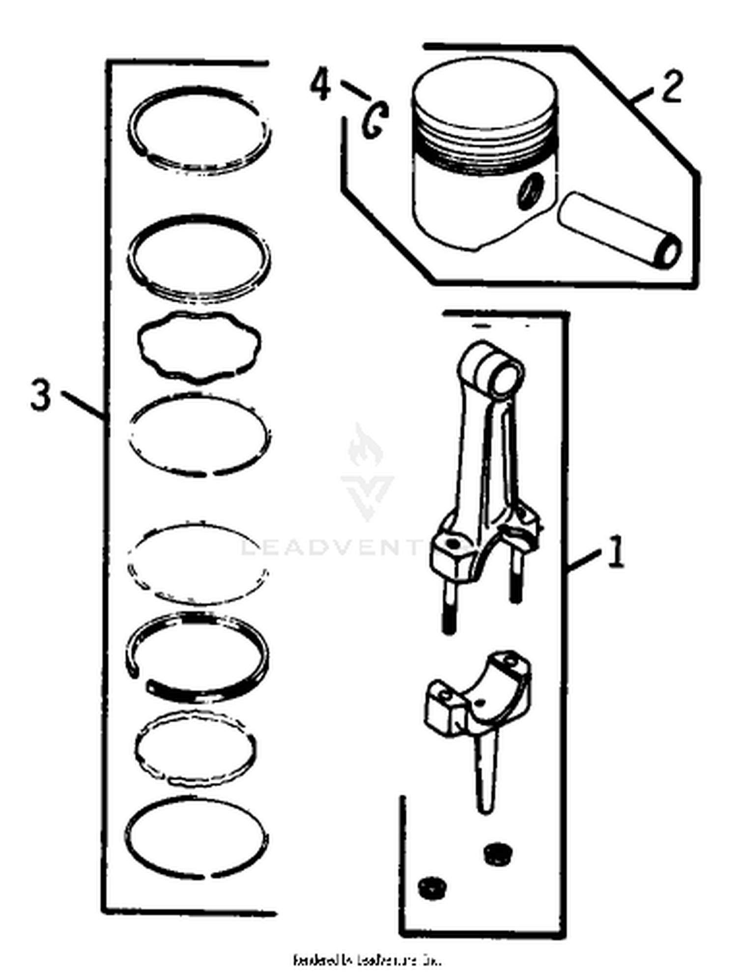 Piston  Rod-Engine Assembly-Kohler Model No. K-321s Spec. No. 60407