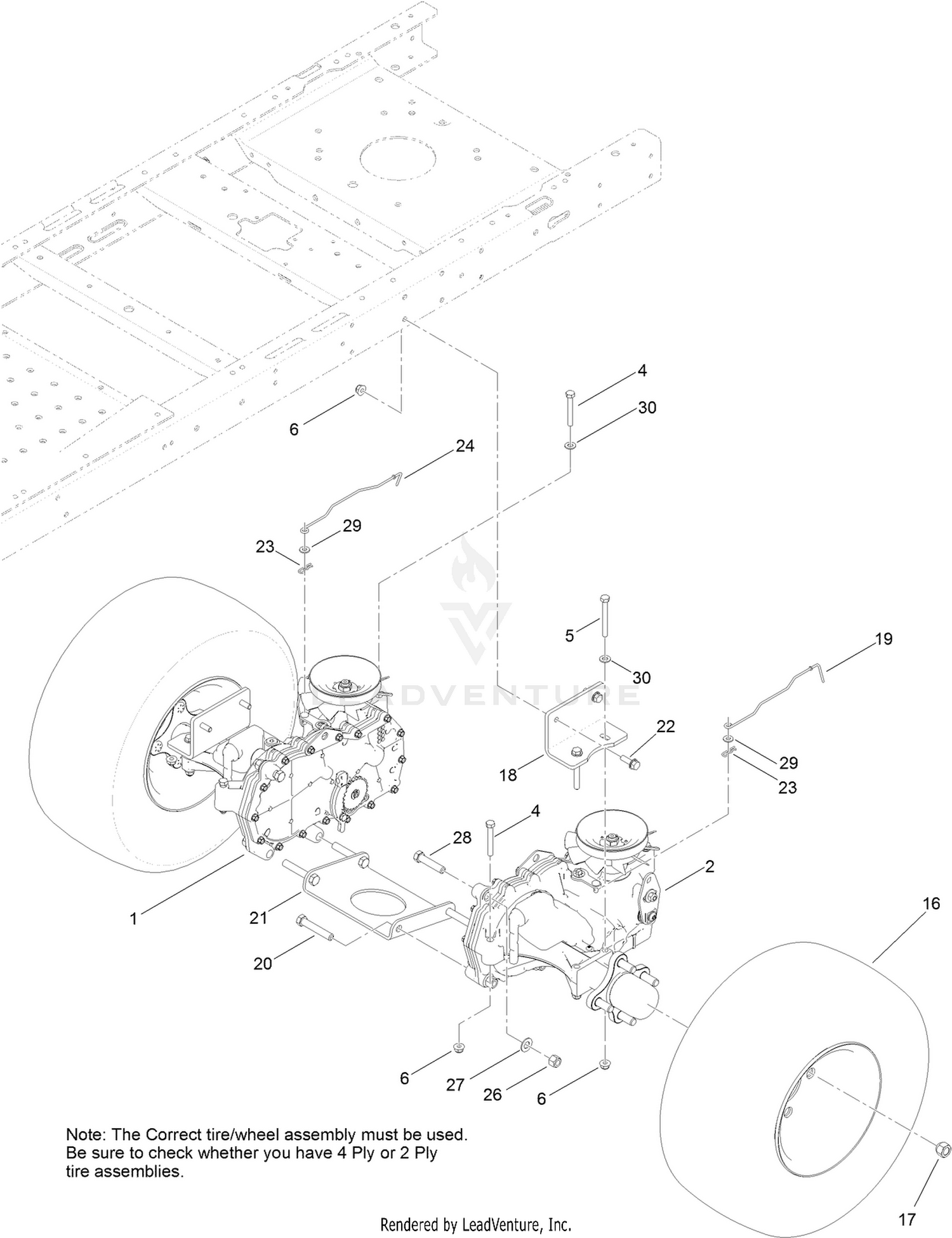 Hydro Transaxle Drive and Rear Wheel Assembly