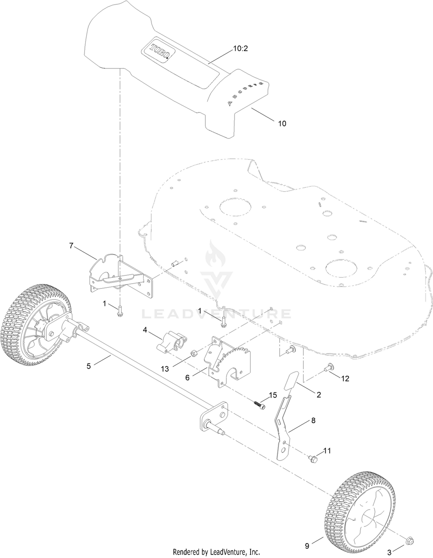 Front Wheel and Height-of-Cut Assembly