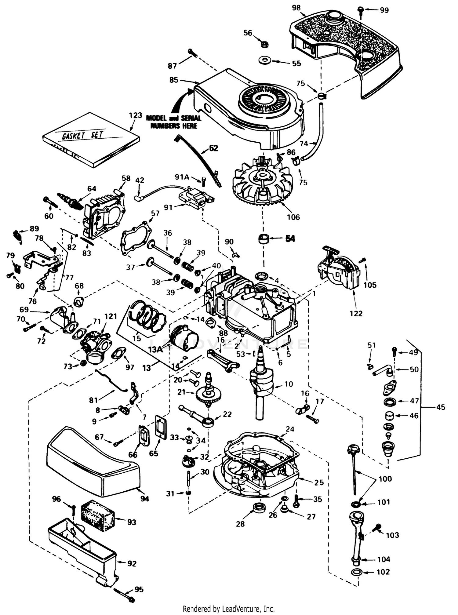 Engine Tecumseh Model Tnt-100-10077e
