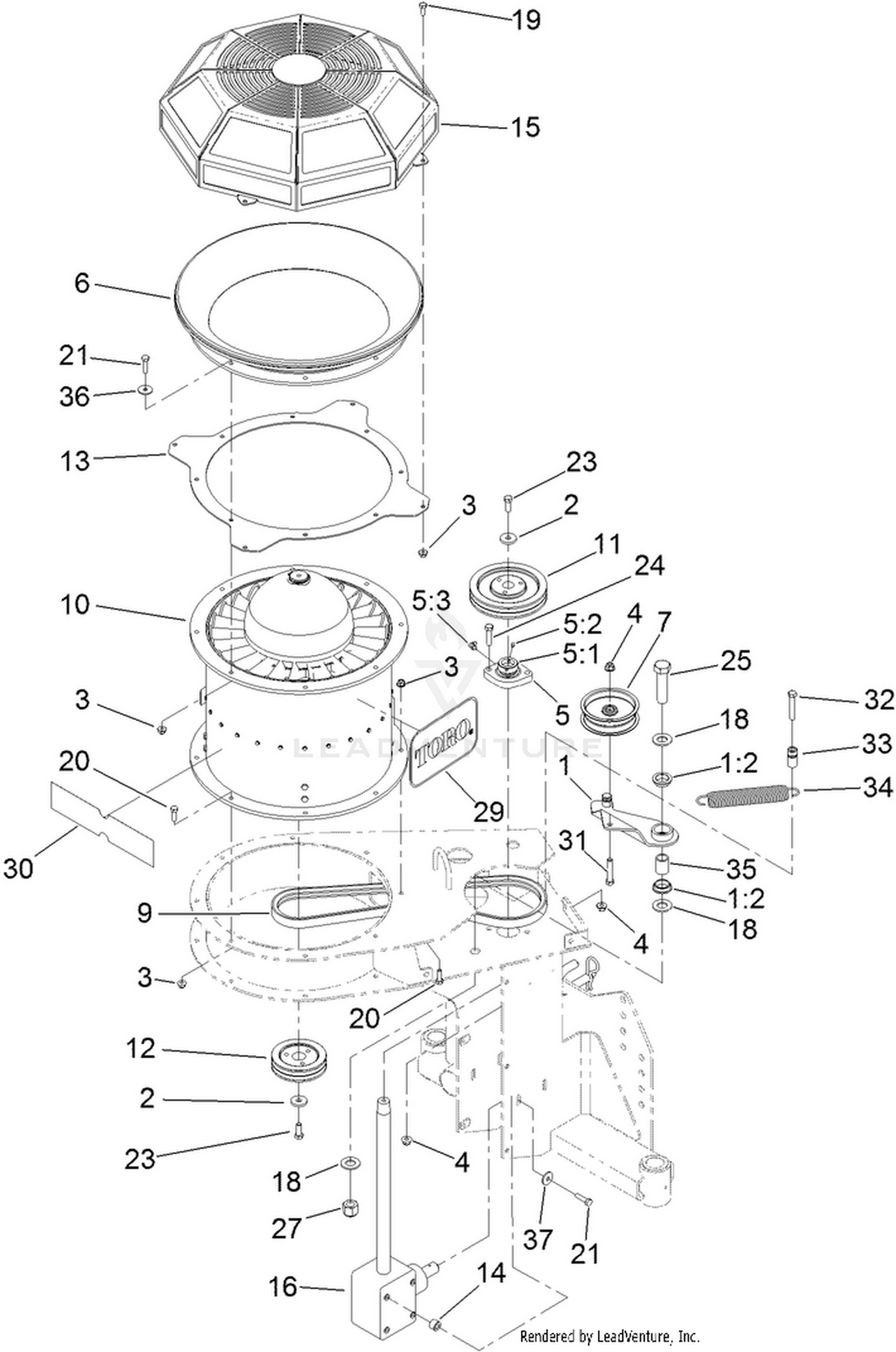 Blower and Gearbox Assembly