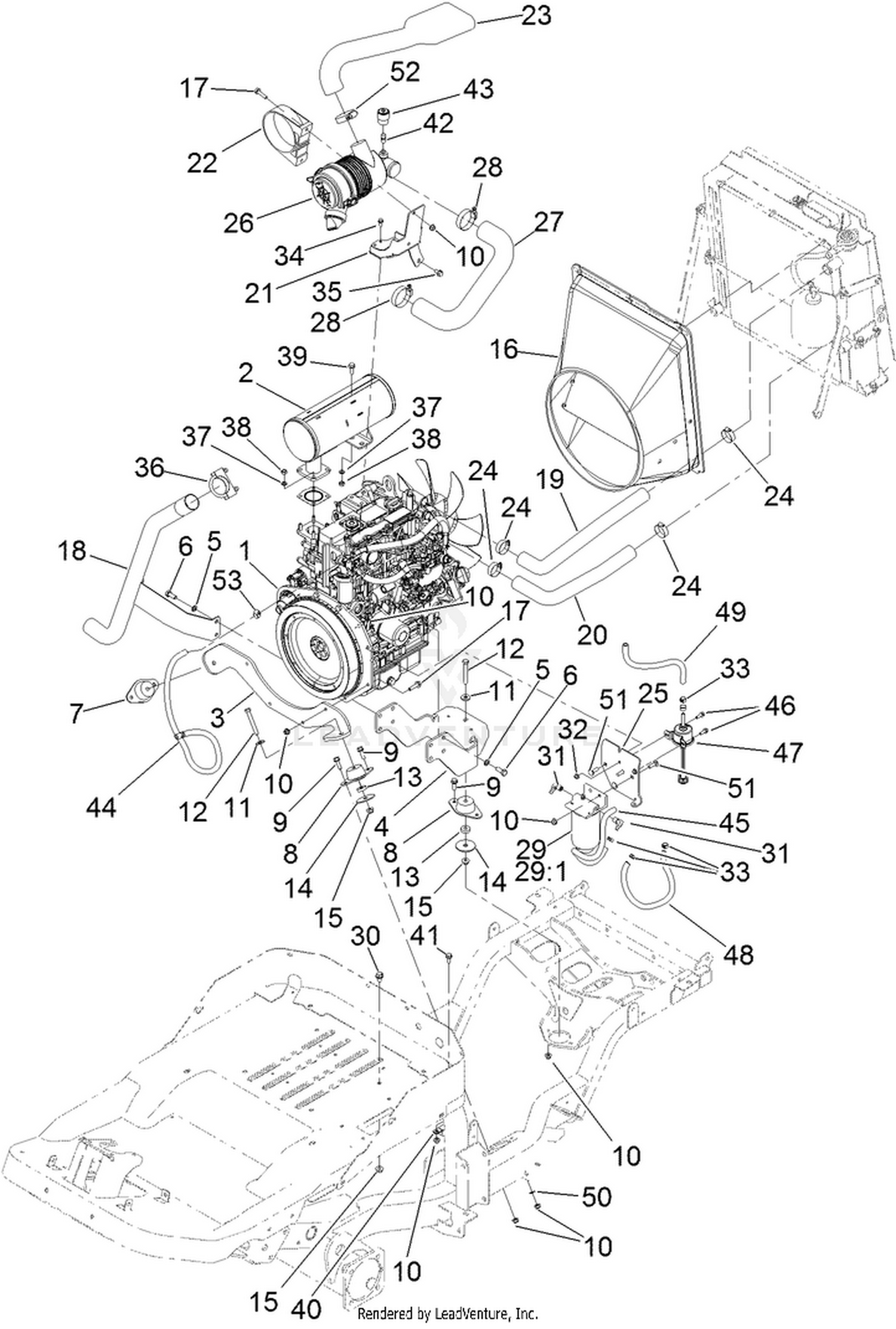 Engine, Air Cleaner and Exhuast Assembly