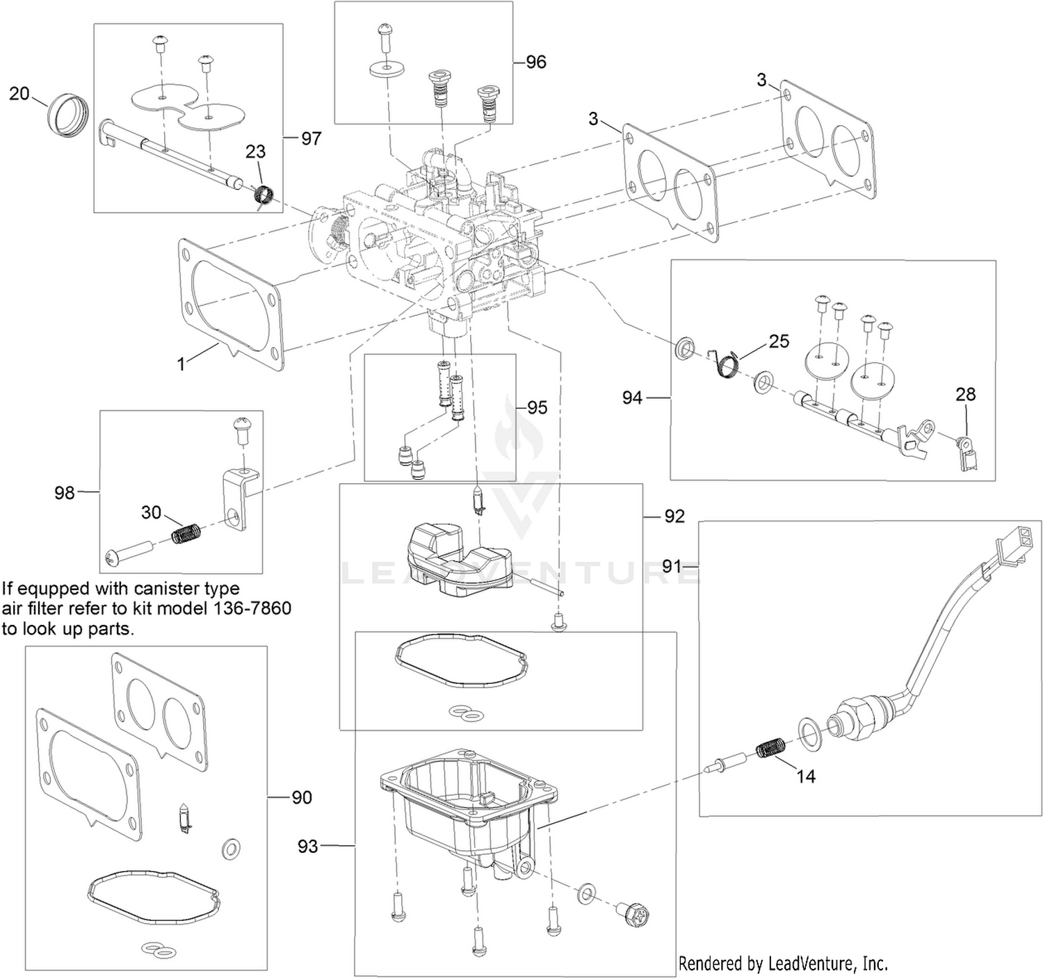 Carburetor Assembly  with Non-Canister Style Air Filter