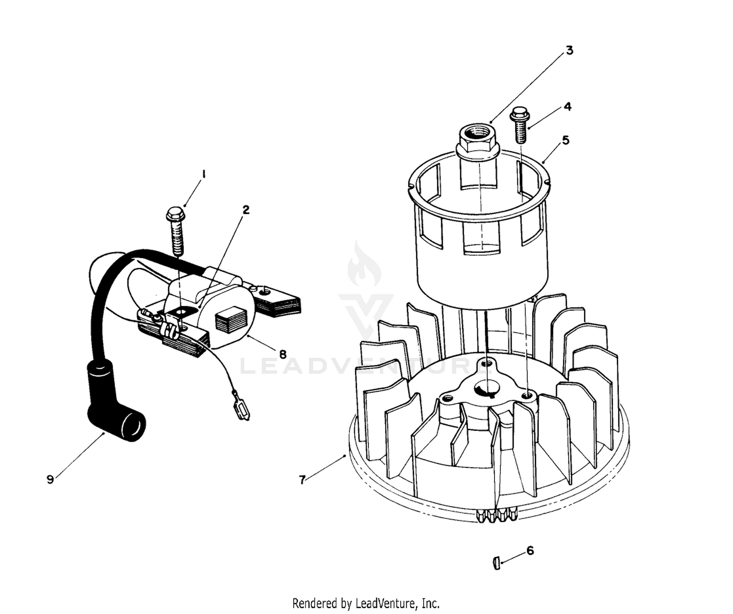 Magneto  Flywheel Assembly (engine No. Vmg6, Vmj8  Vmk9)