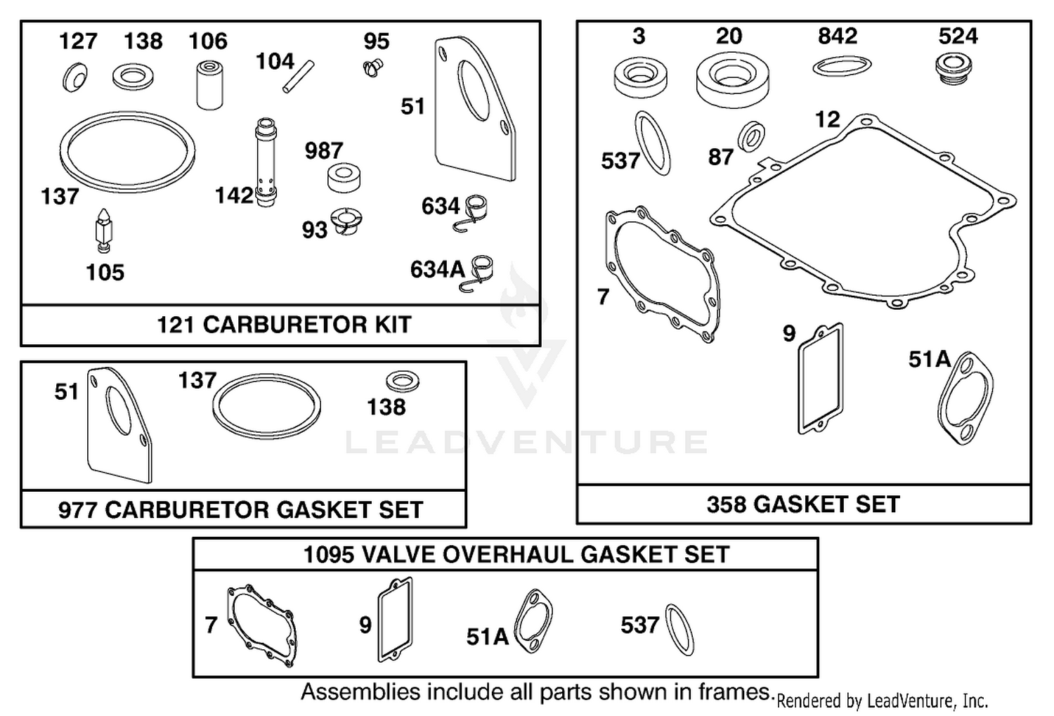 Carburetor, Overhaul and Gasket Sets  Briggs and Stratton 284707-1148-E1