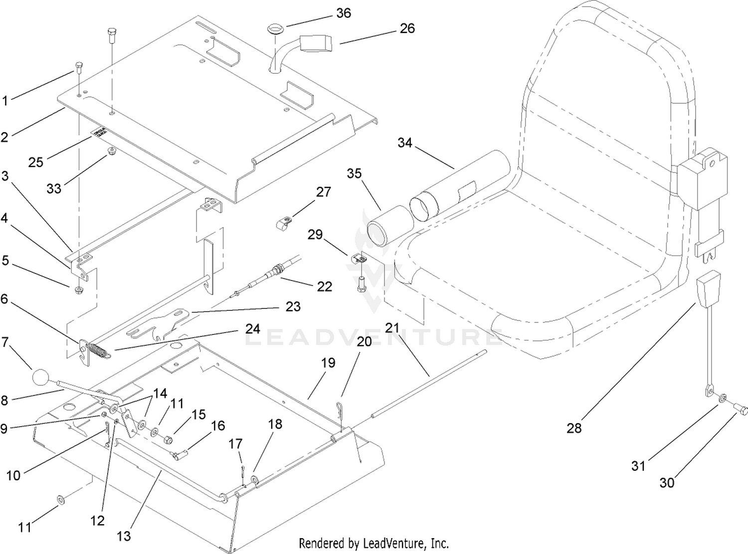 Throttle and Seat Frame Assembly