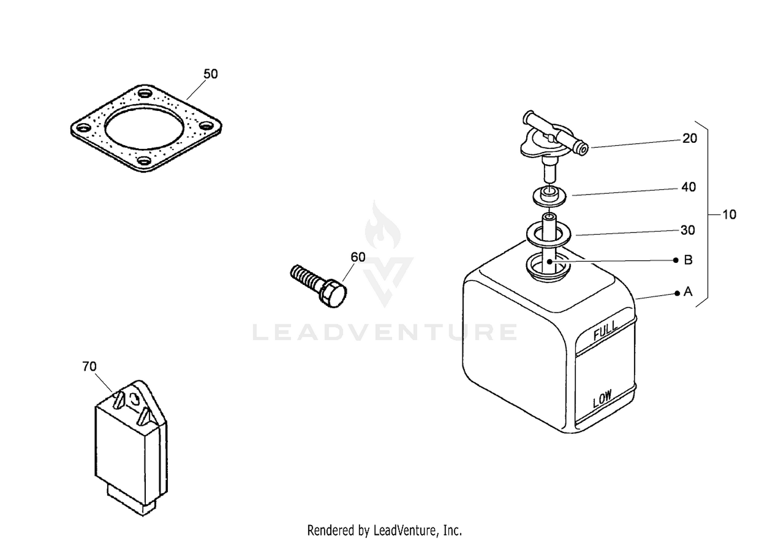 Muffler Gasket, Glow Controller and Overflow Bottle Assembly