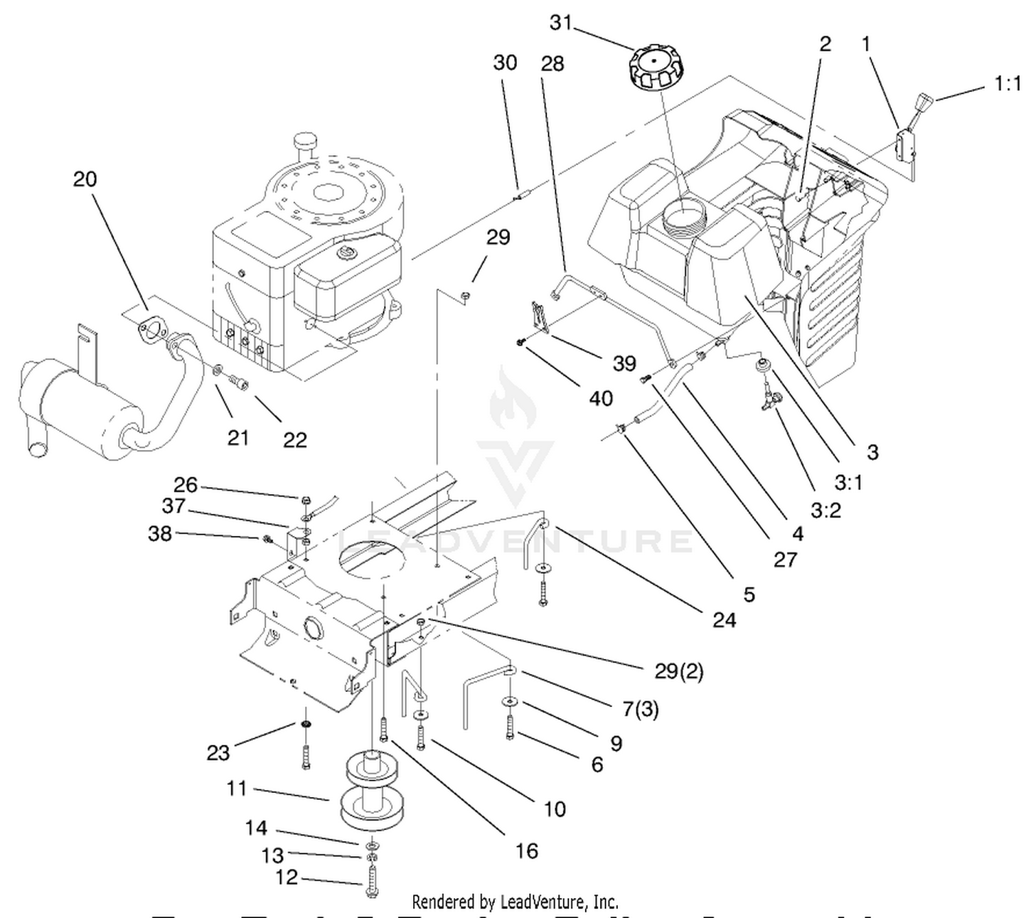 Gas Tank  Engine Pulley Assembly