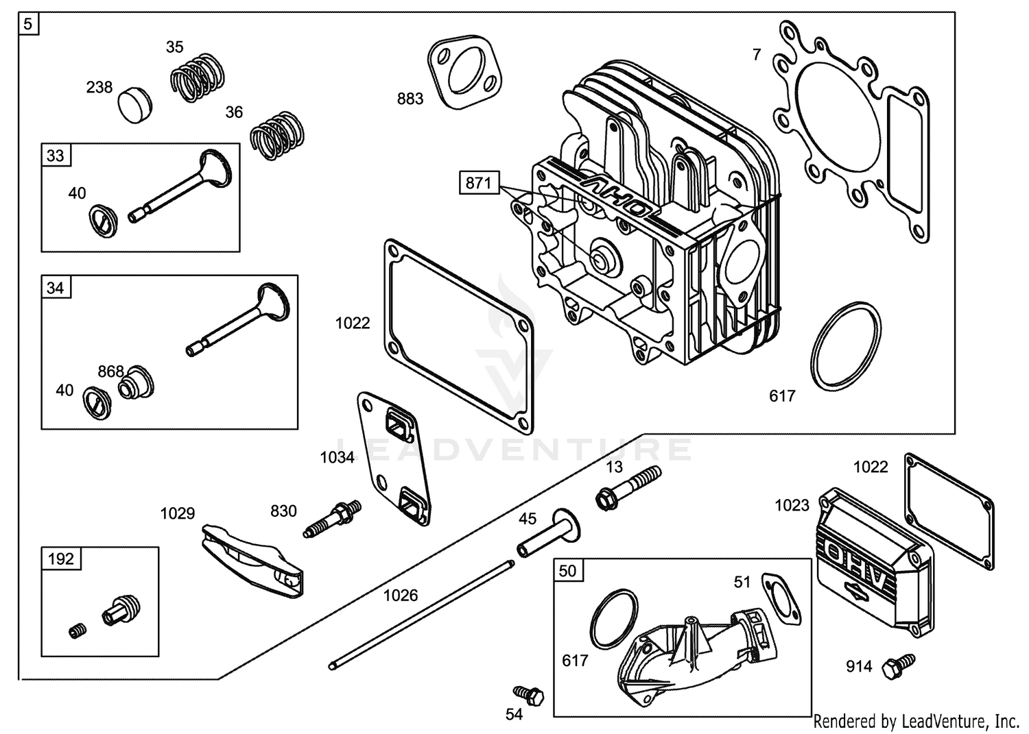 Cylinder Head Assembly Engine Briggs and Stratton Model 31F777-0123-E1