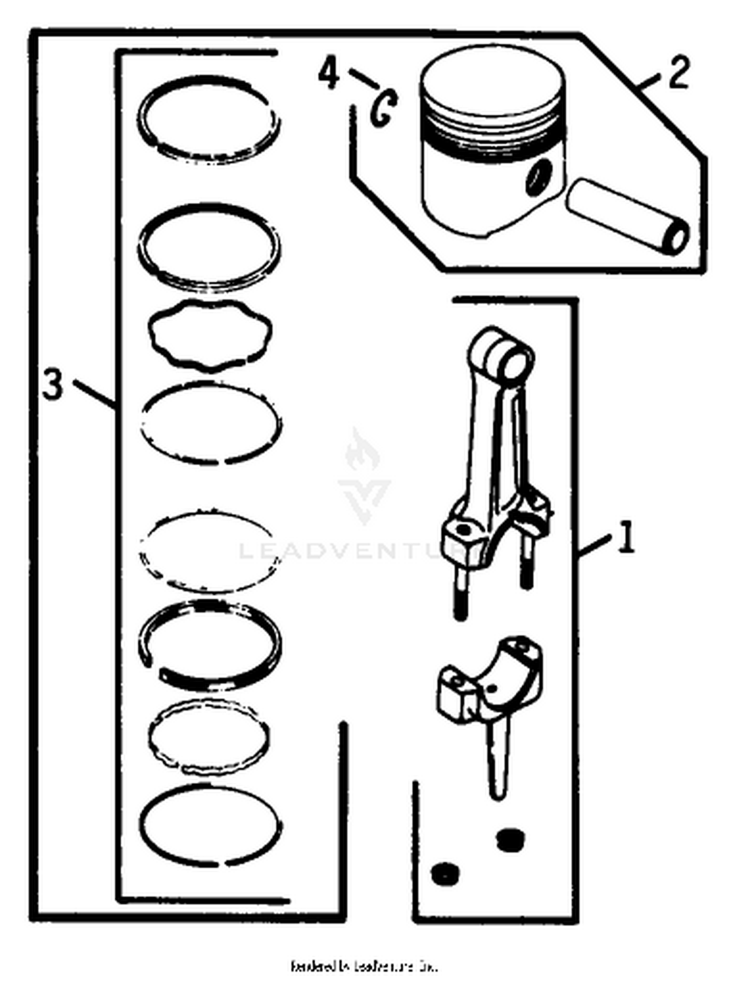 Piston  Rod-Engine Assembly-Kohler Model No. K-321s Spec. No. 60407 (cont.)