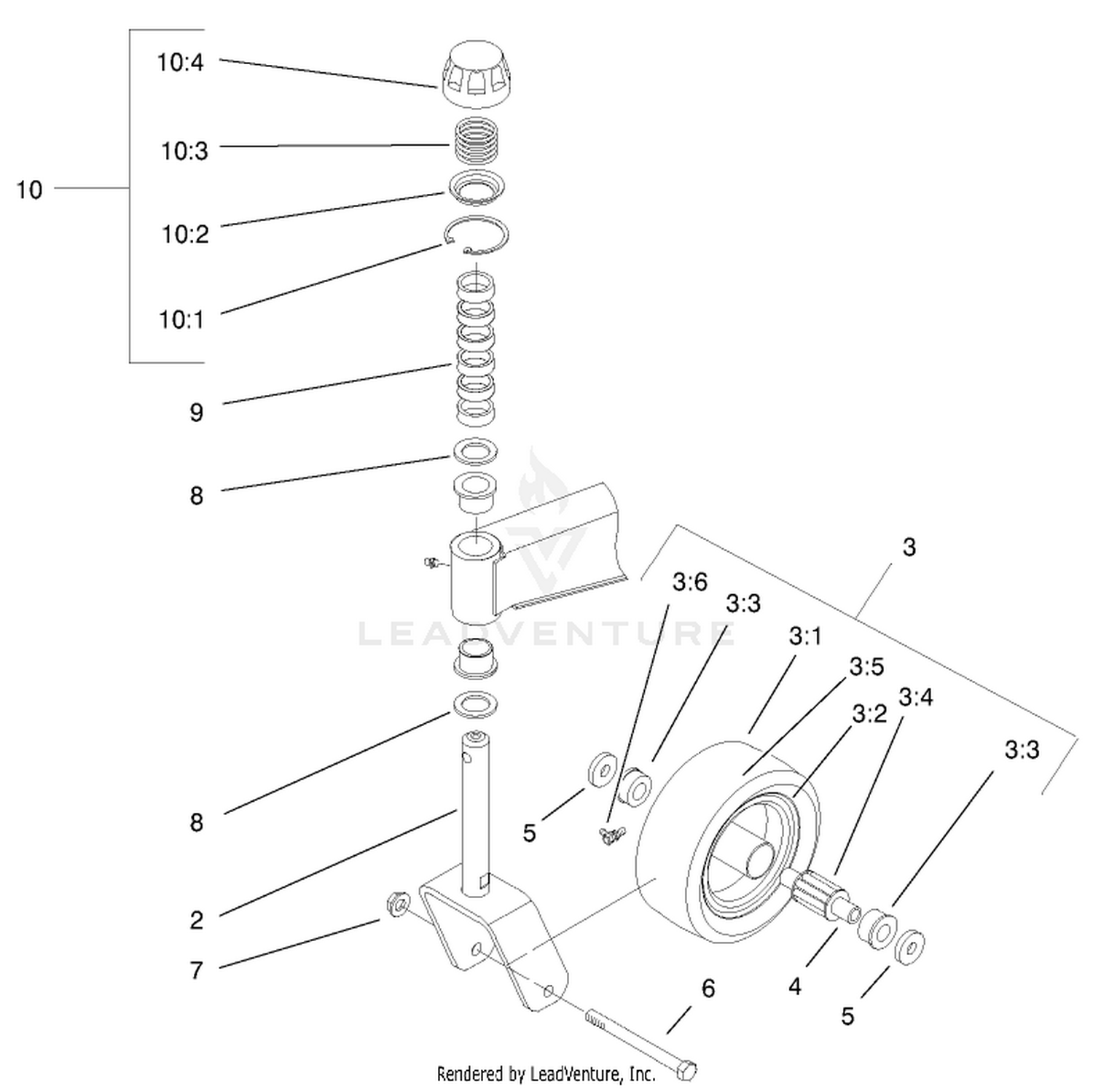 Fork Caster And Wheel Assembly