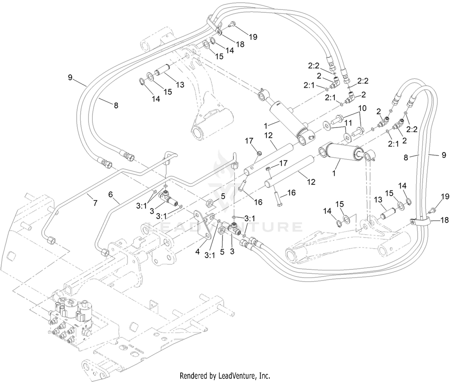 Deck No. 2 and 3 Lift Circuit Hydraulic Assembly