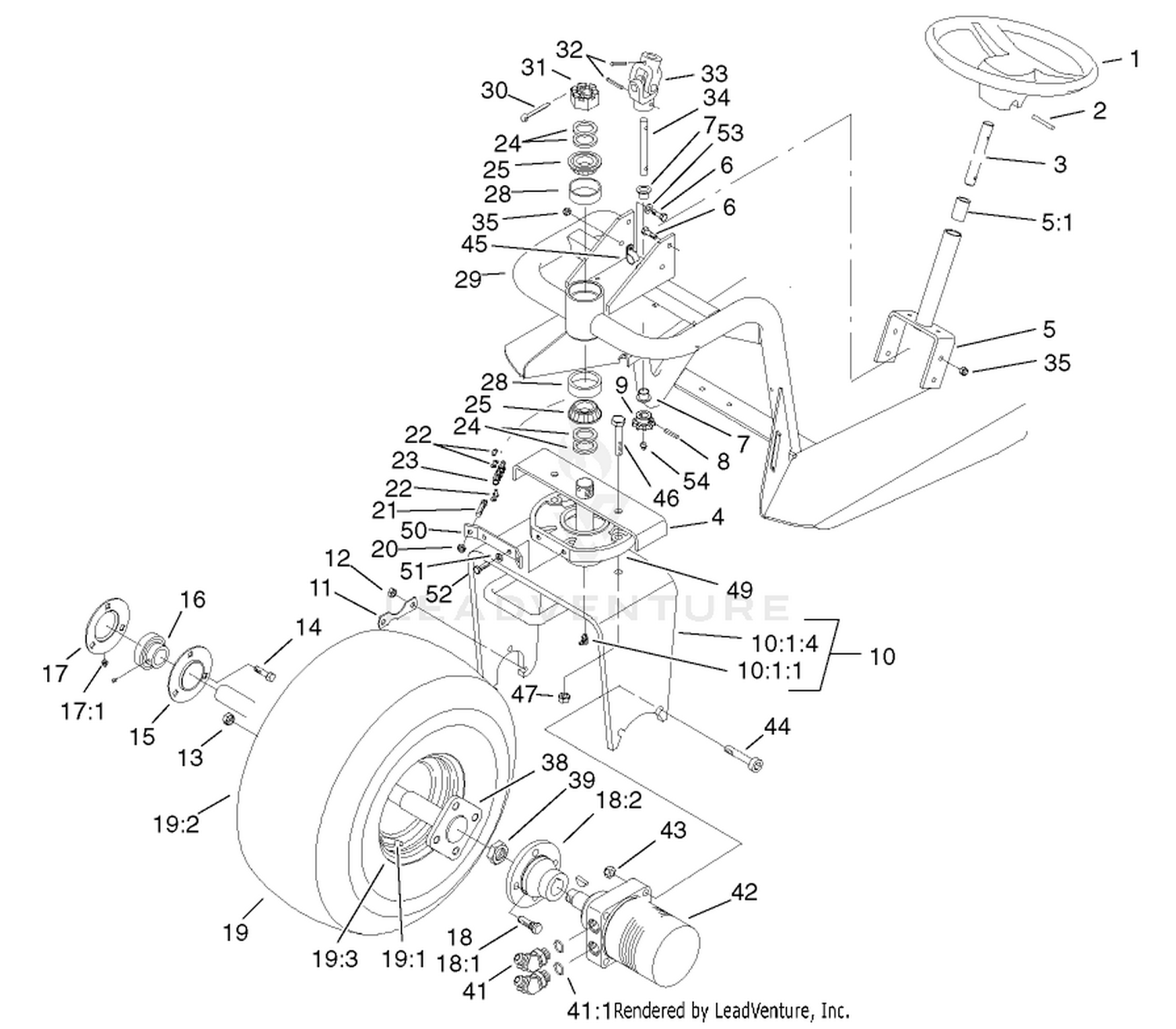 Front Wheel and Steering Assembly