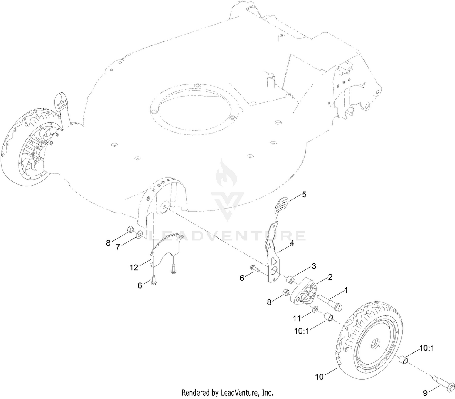 Front Wheel and Height-of-Cut Assembly