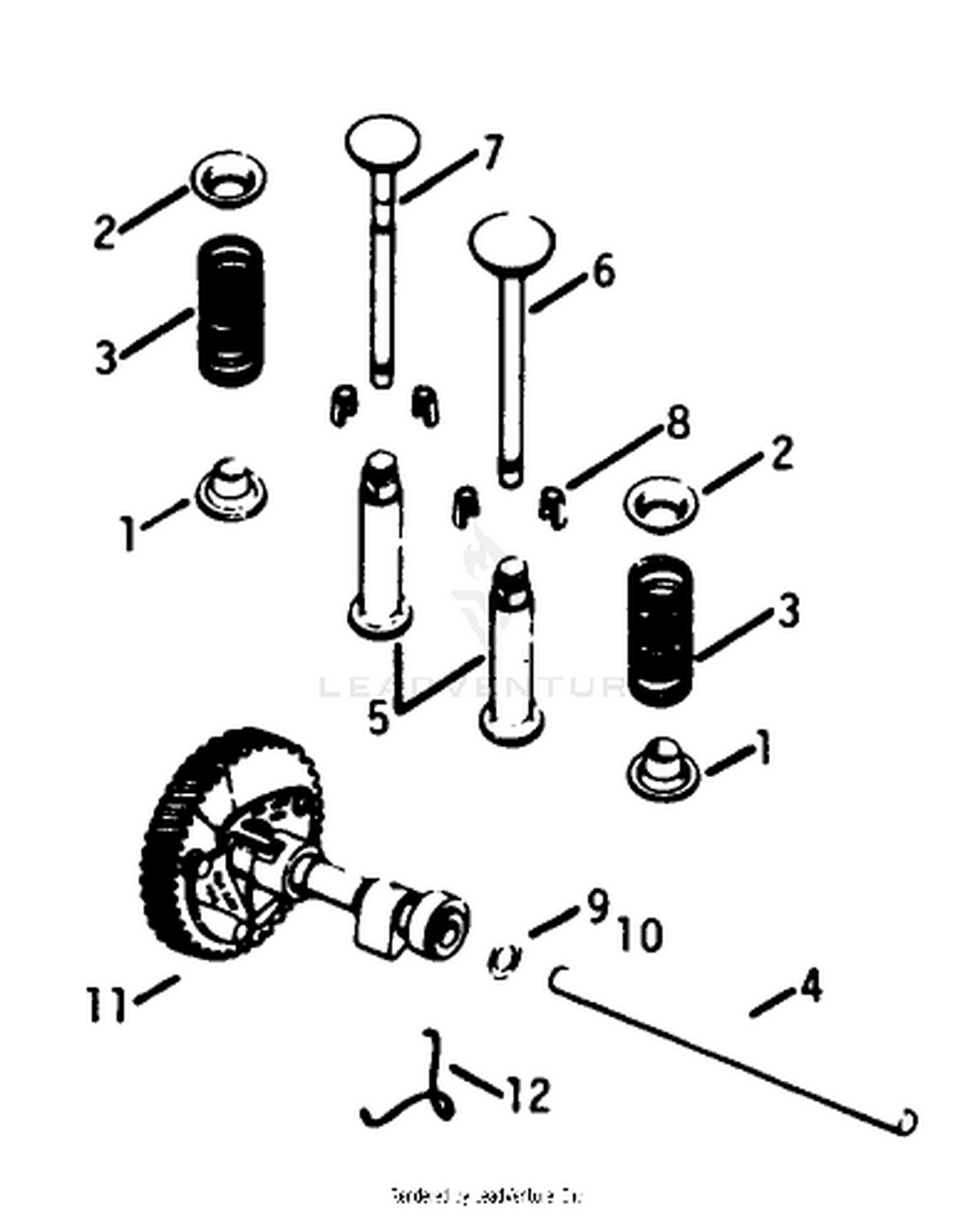 Camshaft  Valves Engine Kohler Model No. K321s Spec. No. 60399