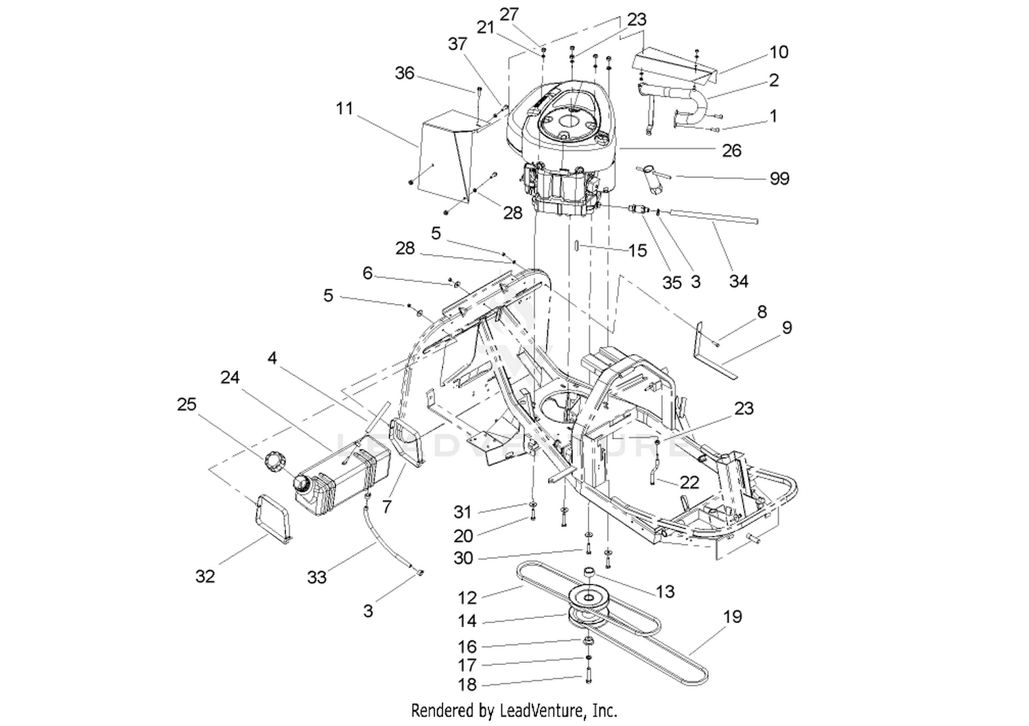 Engine and Fuel Tank Assembly