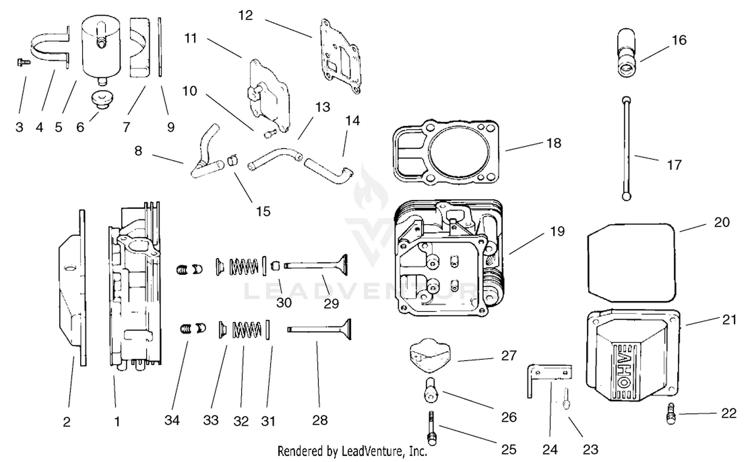 Head / Valve / Breather Assembly Kohler Cv18s-Ps-61528 And Cv18s-Ps-61529