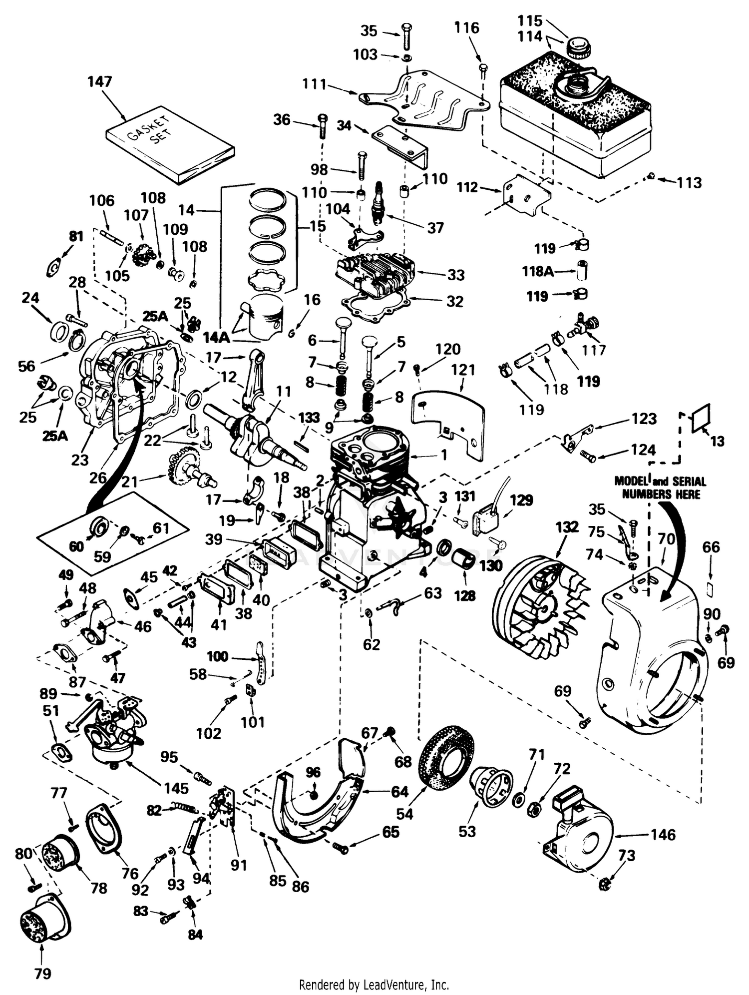 Engine Tecumseh Model No. H35-45492r