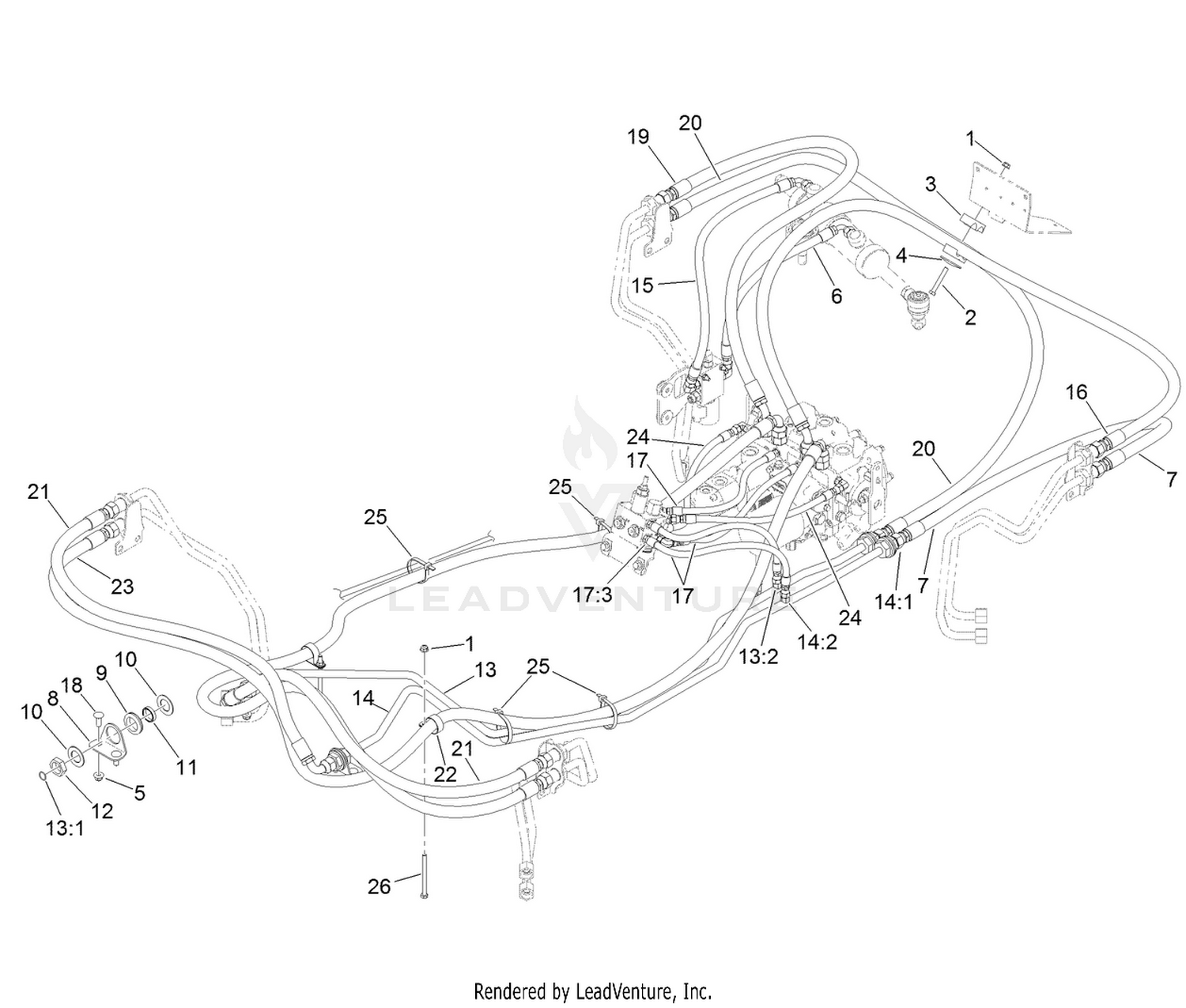 4 Wheel Drive Hydraulic Hose Assembly