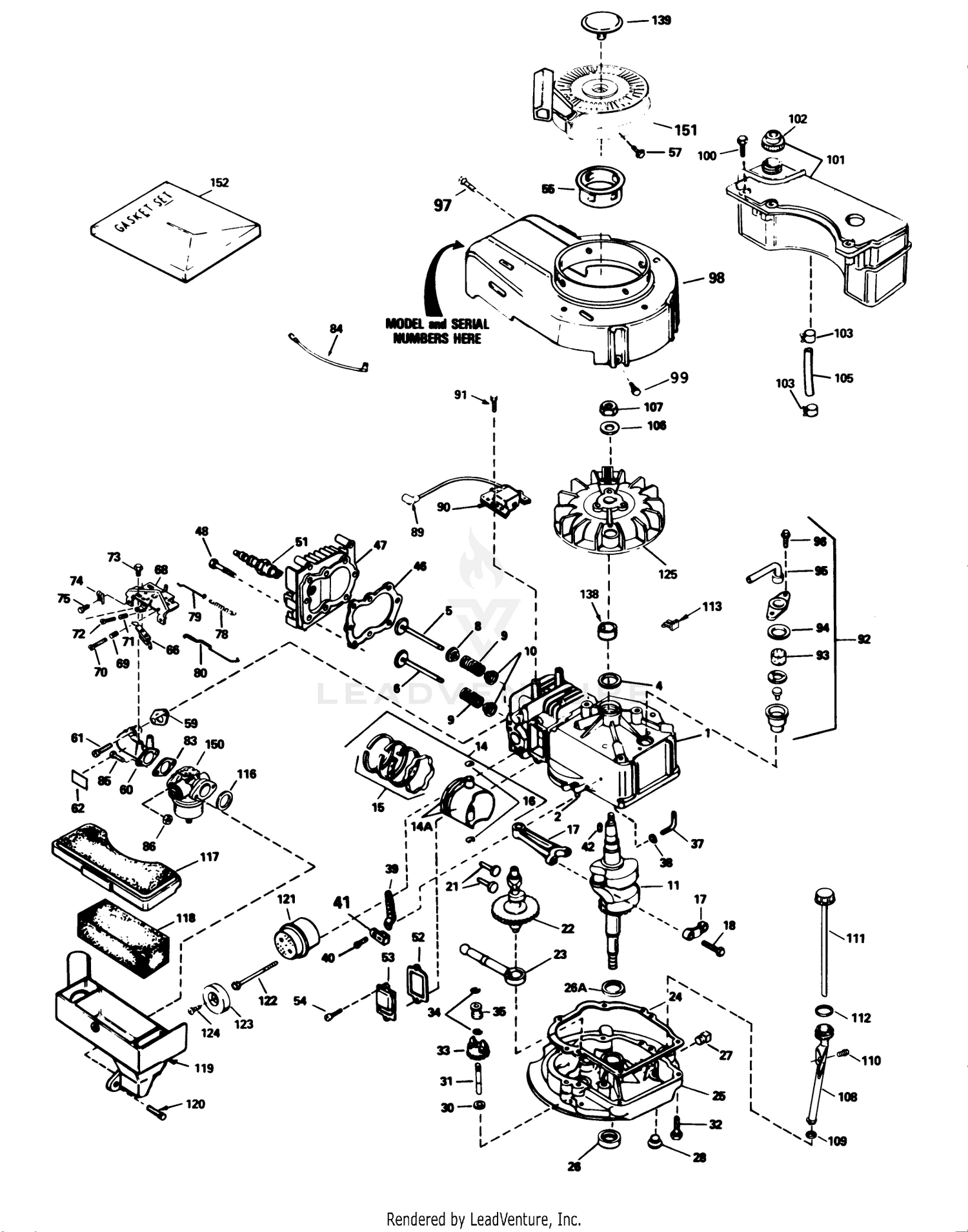 Engine Tecumseh Model No. Tvs100-44013b