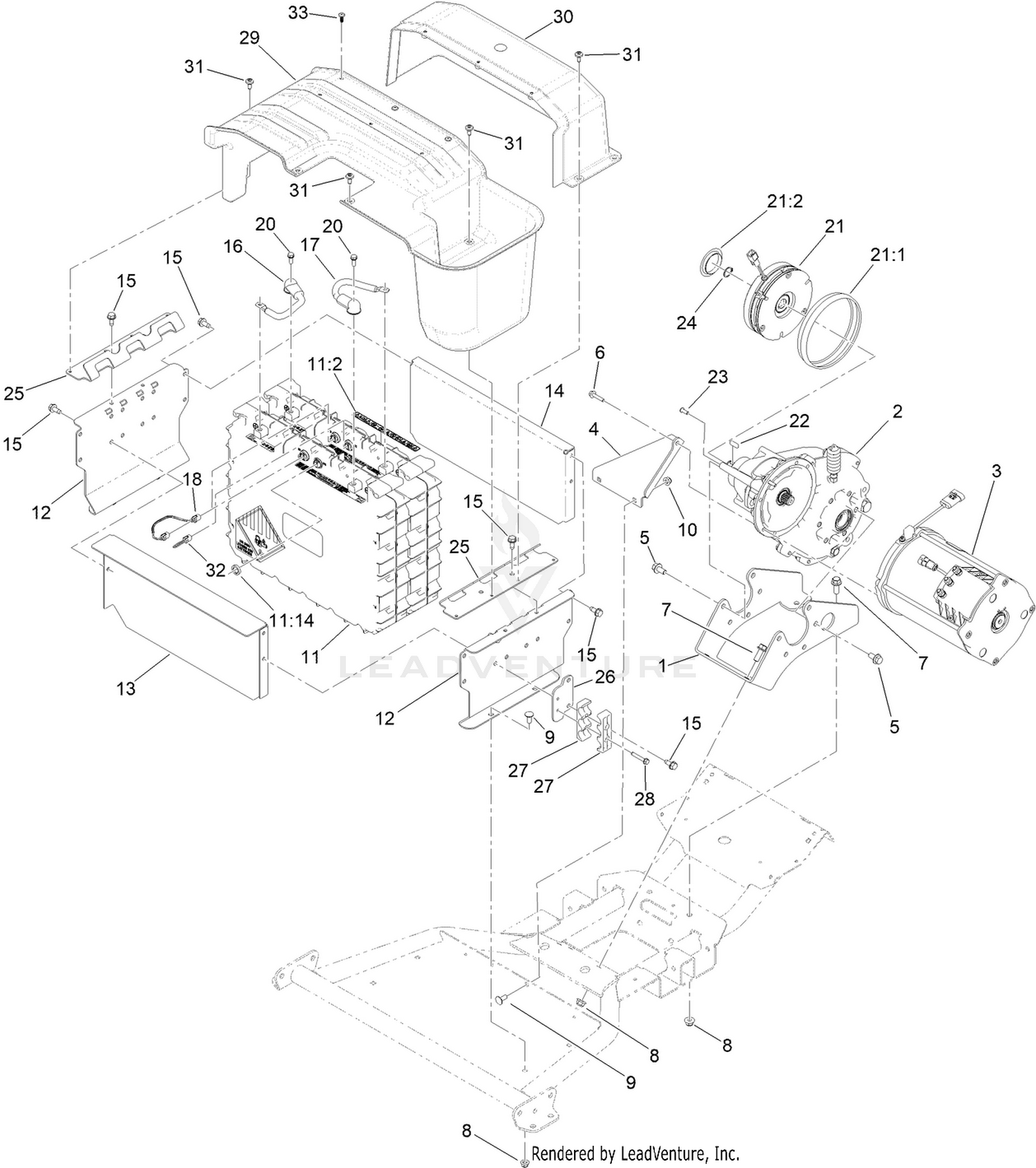 Batteries, Motor and Transaxle Assembly