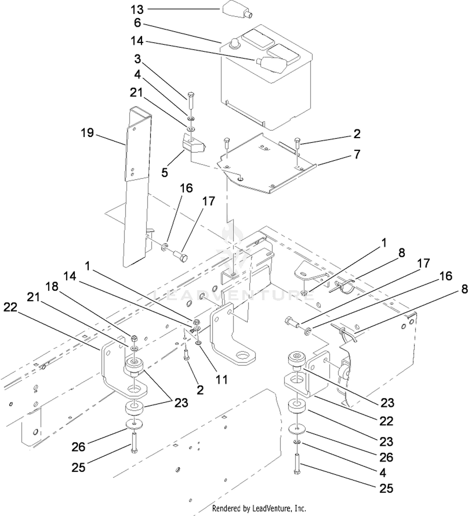Battery and Engine Mount Assembly