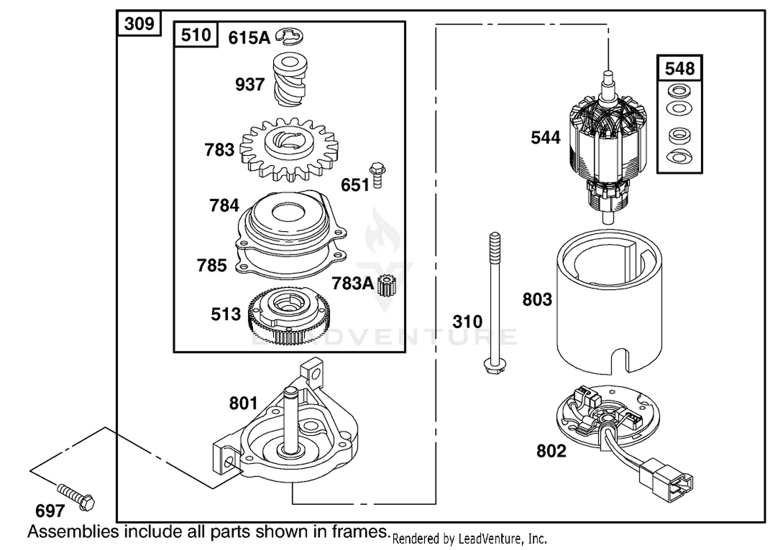 Electric Starter Assembly  Briggs And Stratton Model 12h807-1775-E1