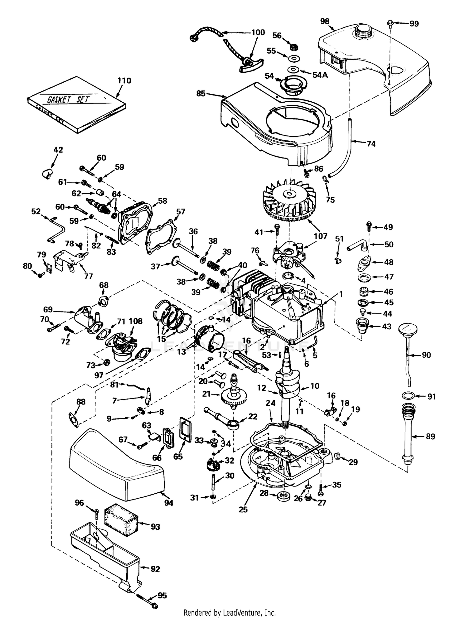 Engine Tecumseh Model No. Tnt 100-10044 (mower Model No. 21711)