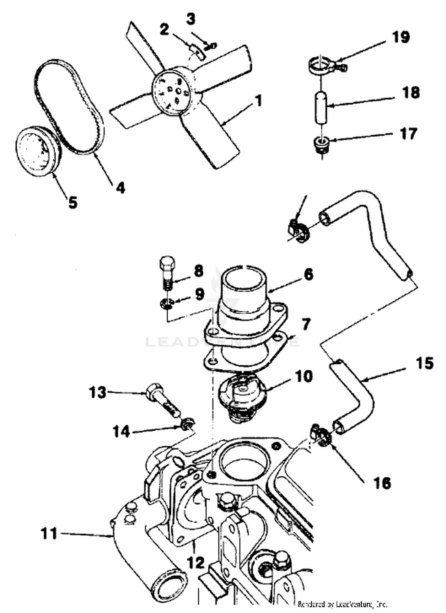 FAN, WATER PUMP, AND THERMOSTAT ASS-Y