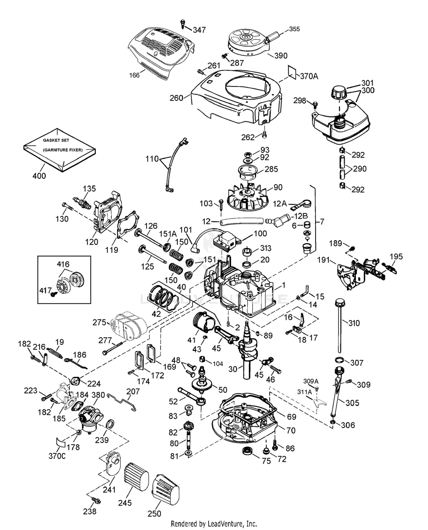 Engine Assembly Tecumseh Model No. LEV120-362003A