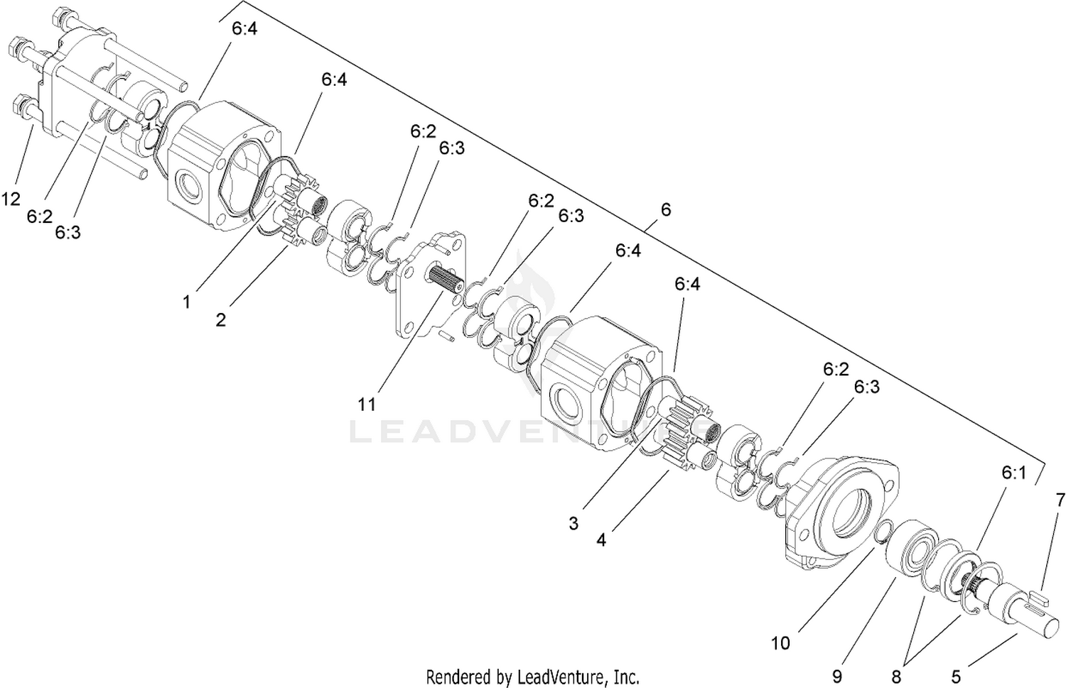 Hydraulic Double Gear Pump Assembly No. 108-0856