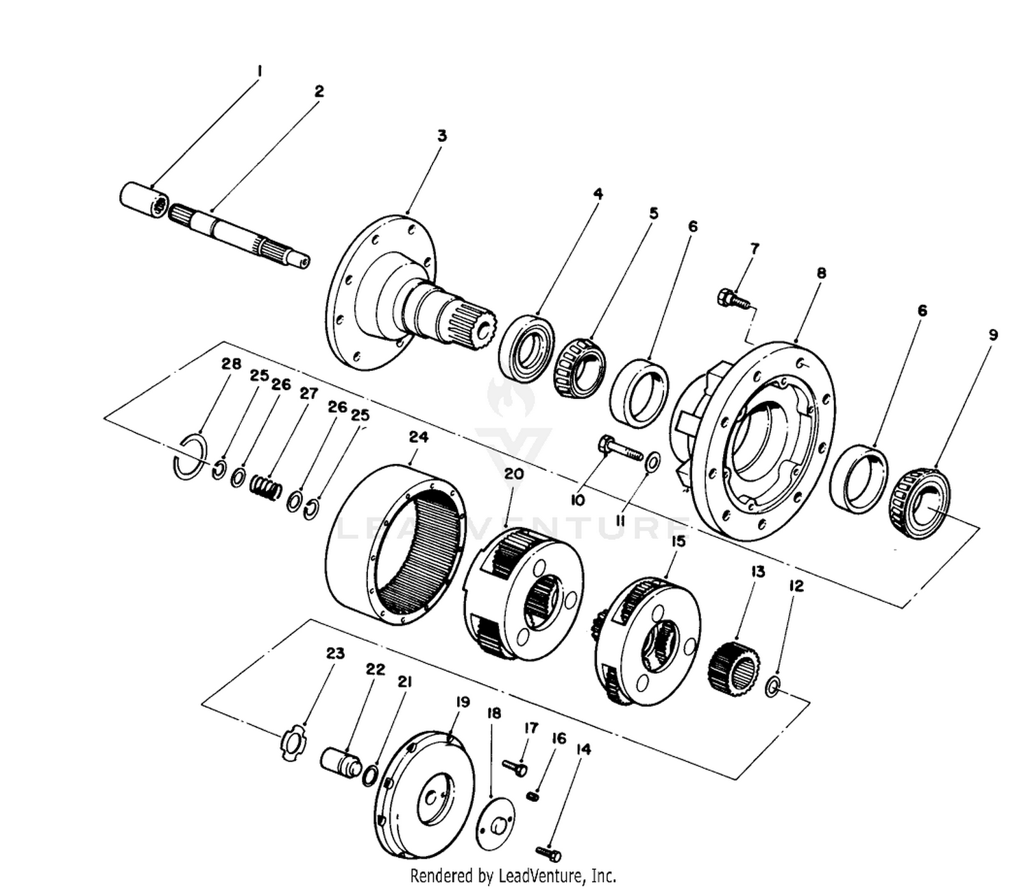 Planetary Gear Drive Assembly No. 62-6400 (**58-5530 High Speed Ratio 15.88:1) (??62-6400 Standard Speed Ratio 19.62:1)