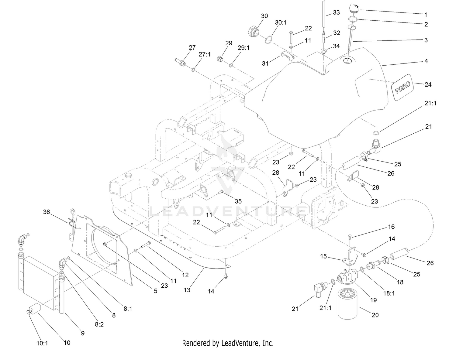 Hydraulic Tank, Filter and Cooler Assembly