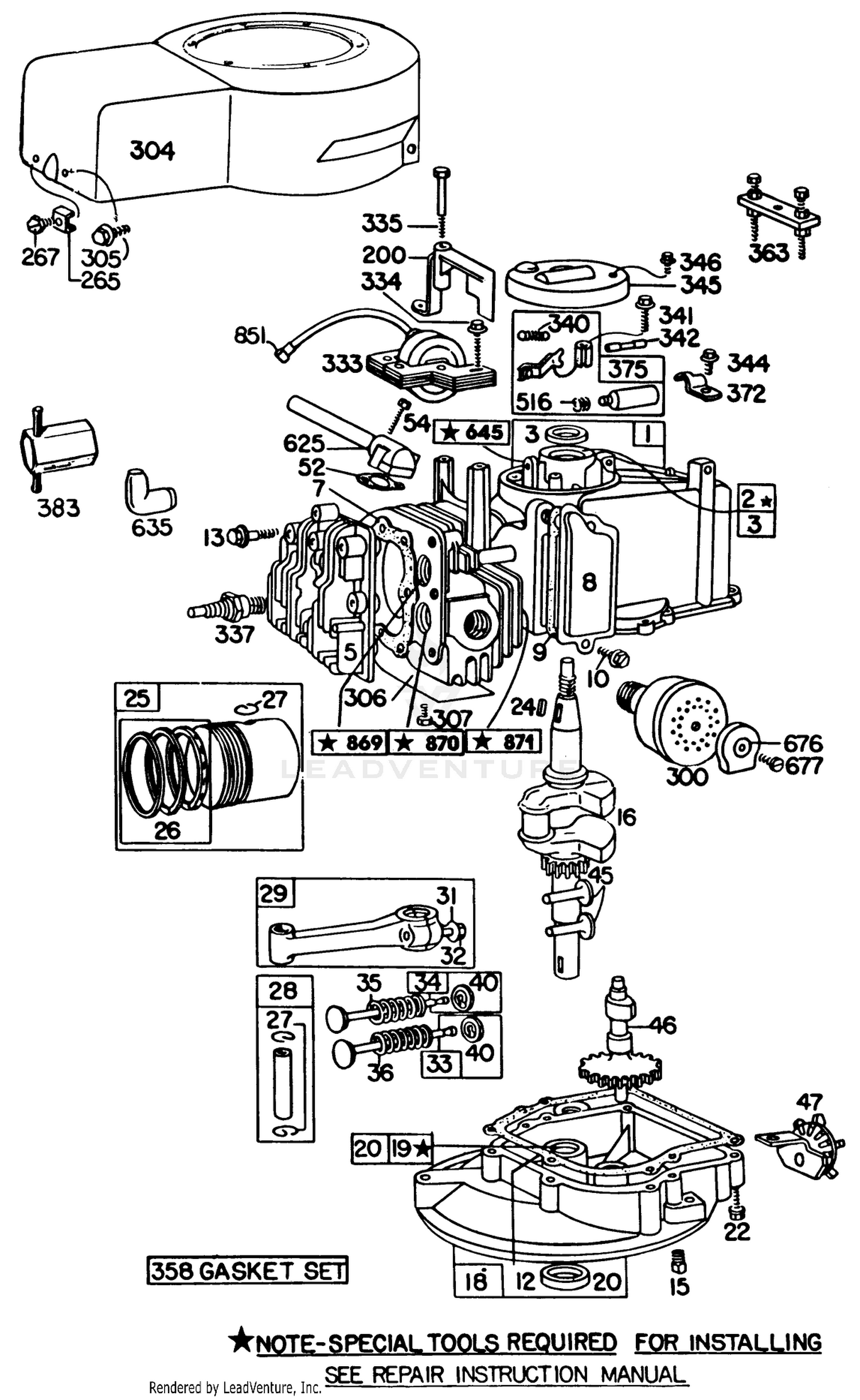 Engine Briggs  Stratton Model No. 93508-0196-01, Engine Briggs  Stratton No. 92908-2954-01