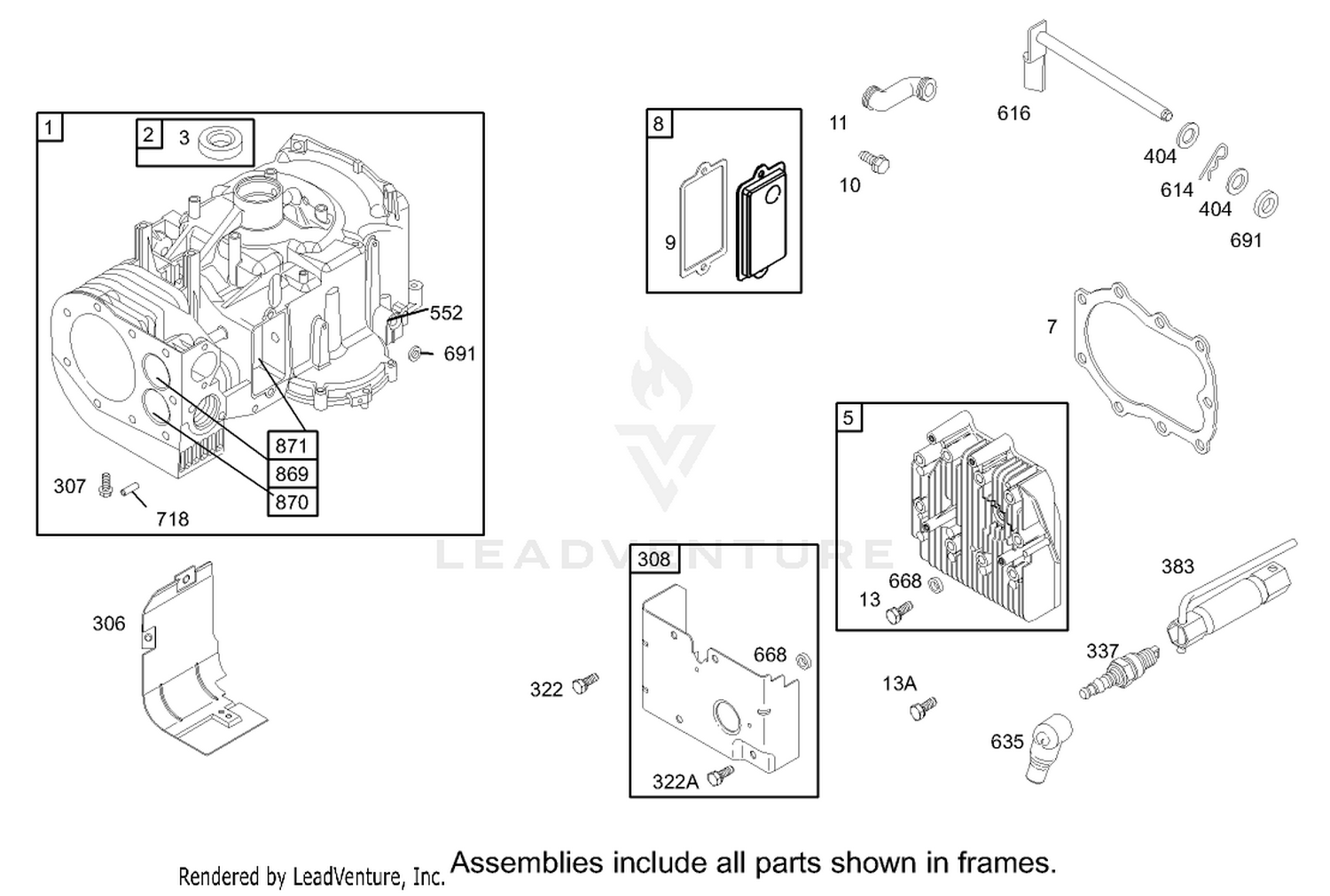 Cylinder Assembly Engine Briggs and Stratton Model 28M707-1127-E1