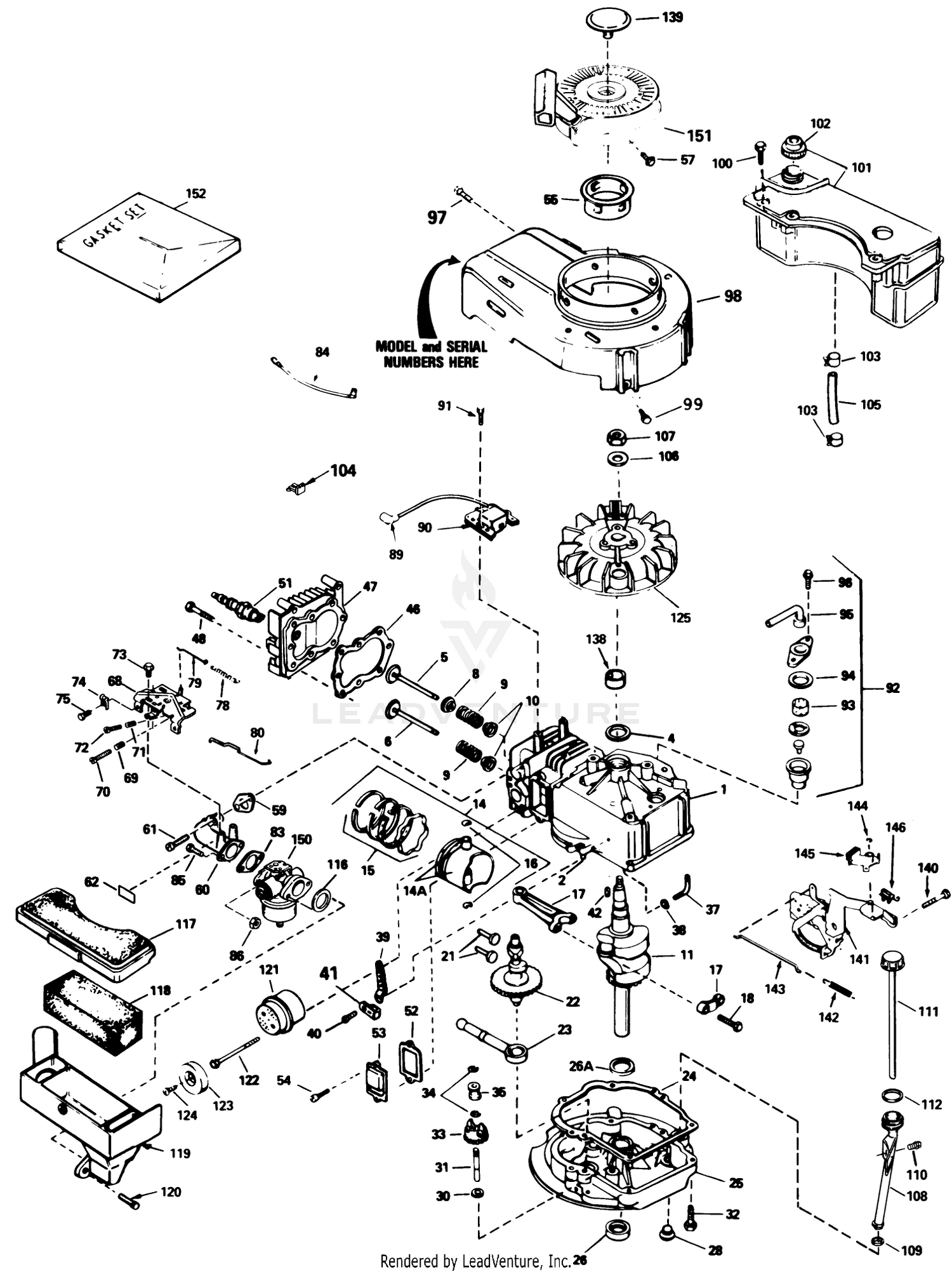 Engine Tecumseh Model No. Tvs100-44012b