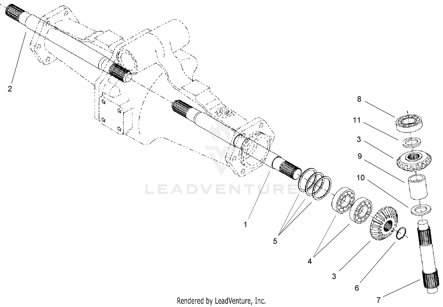 Bevel Gear Shaft Assembly  Rear Axle Assembly No. 106-1120