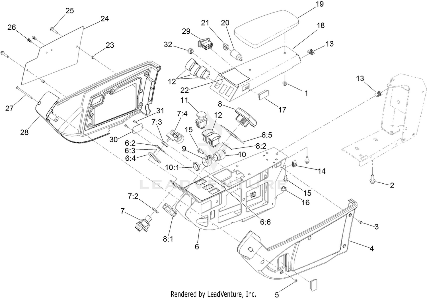 Armrest Control Panel Assembly