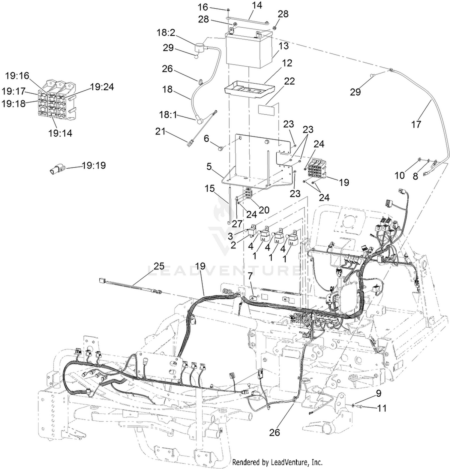 Main Wiring Harness and Battery Assembly