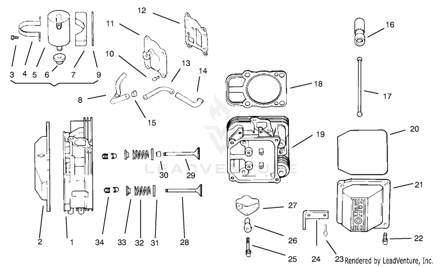 Head/valve/breather