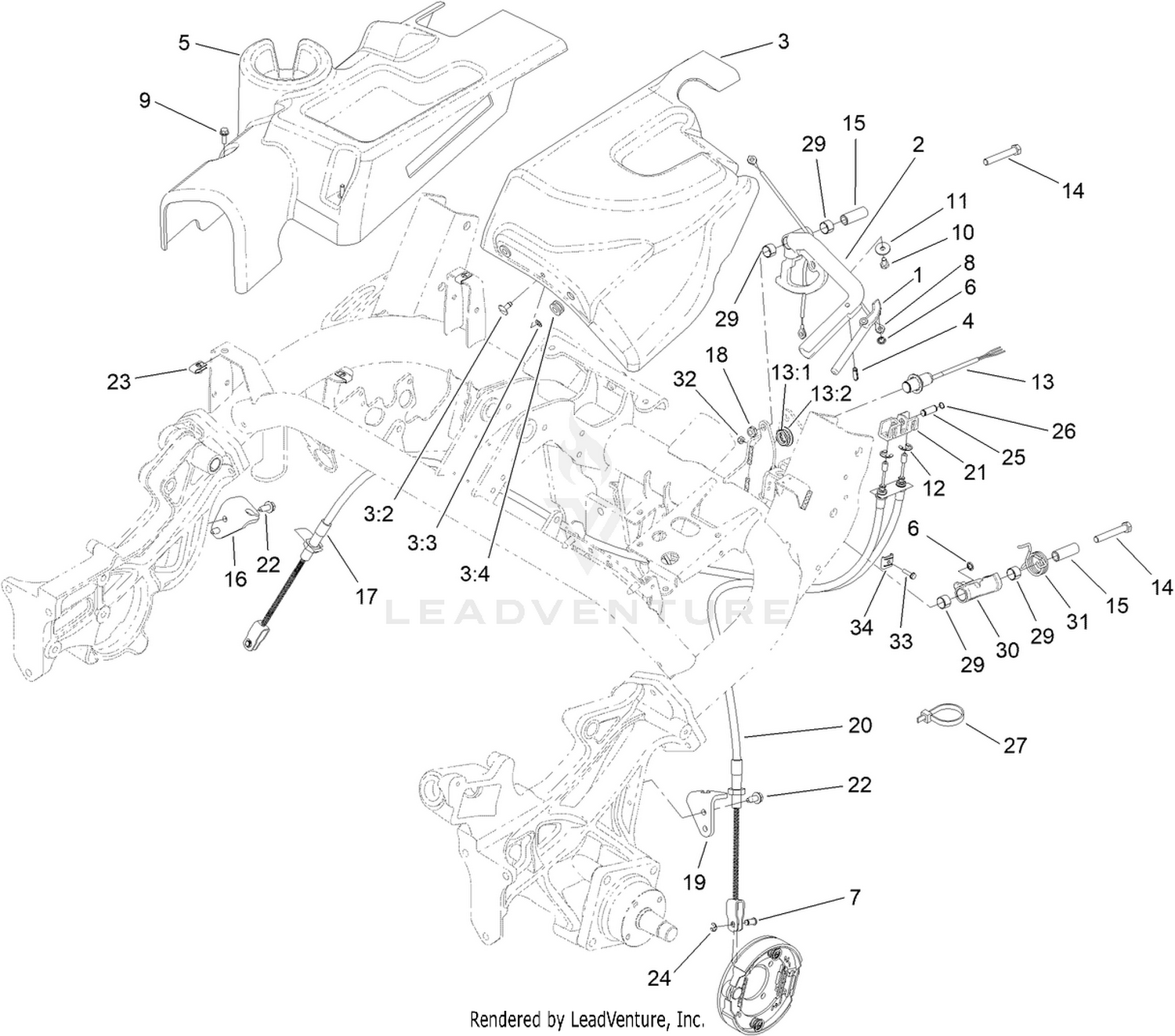 Brake Cable and Lever Assembly