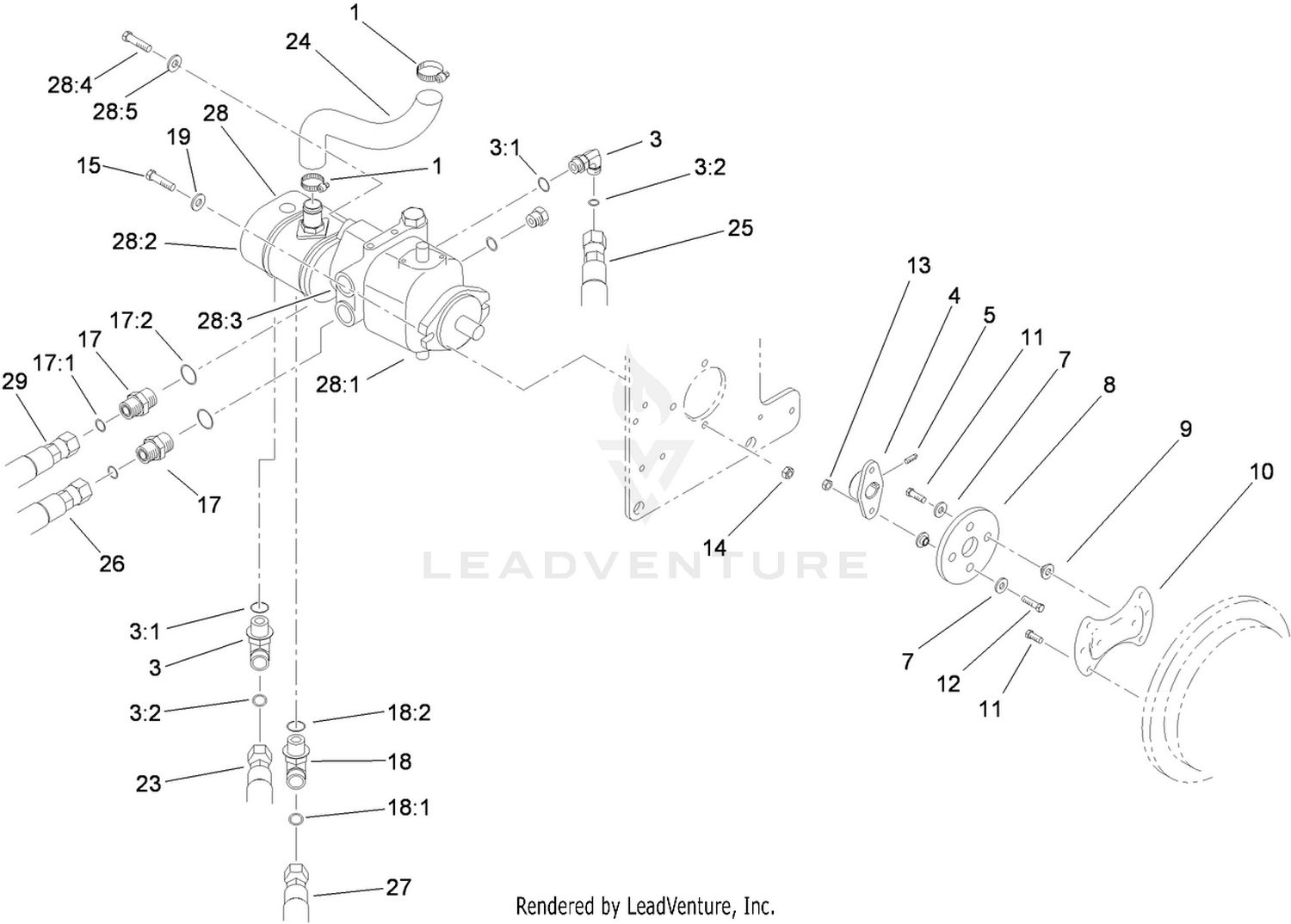 Hydrostat and Gear Pump Drive Assembly