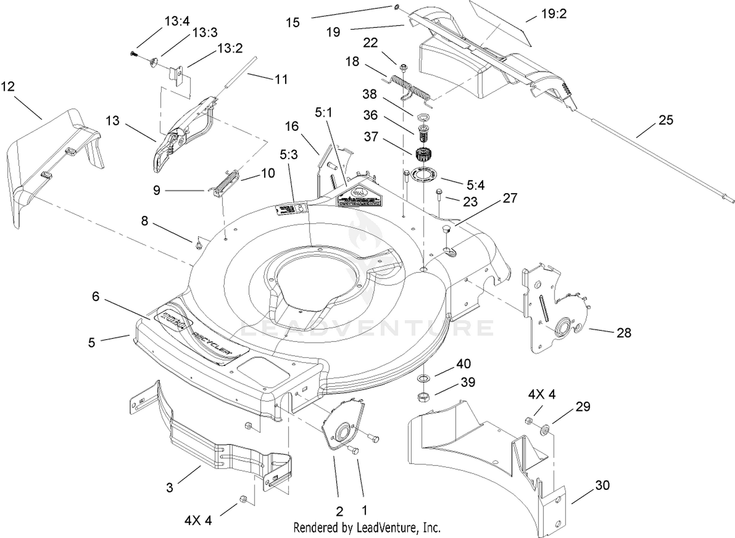 Deck, Side Chute and Rear Door Assembly