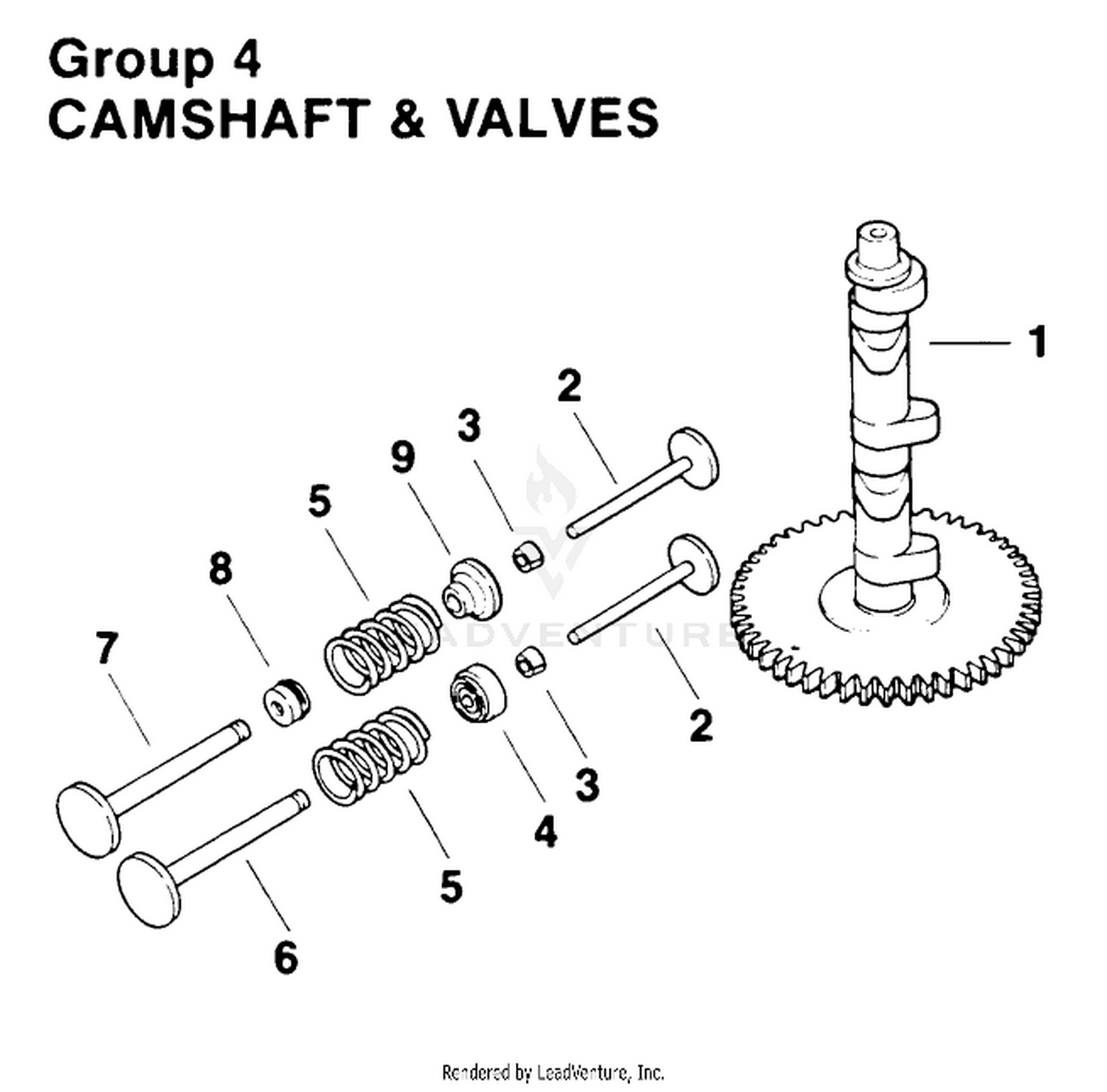 Camshaft  Valves-Engine Kohler Model No. Mv16s-Type Ps56519