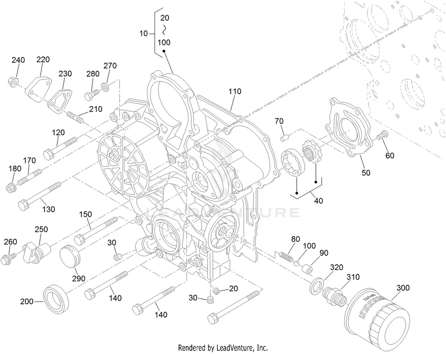 Gear Case and Oil Filter Cartridge Assembly