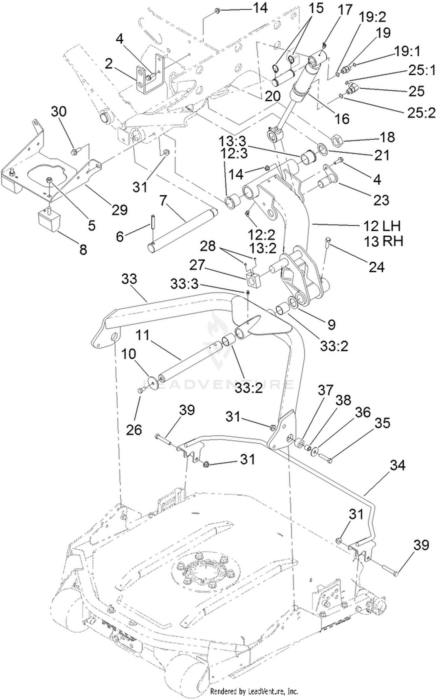 No. 2 and 3 Lift Arm and Deck Assembly