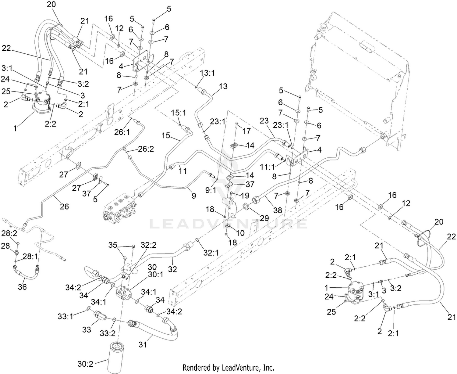 Deck No. 2 and 3 Hydraulic Circuit Assembly