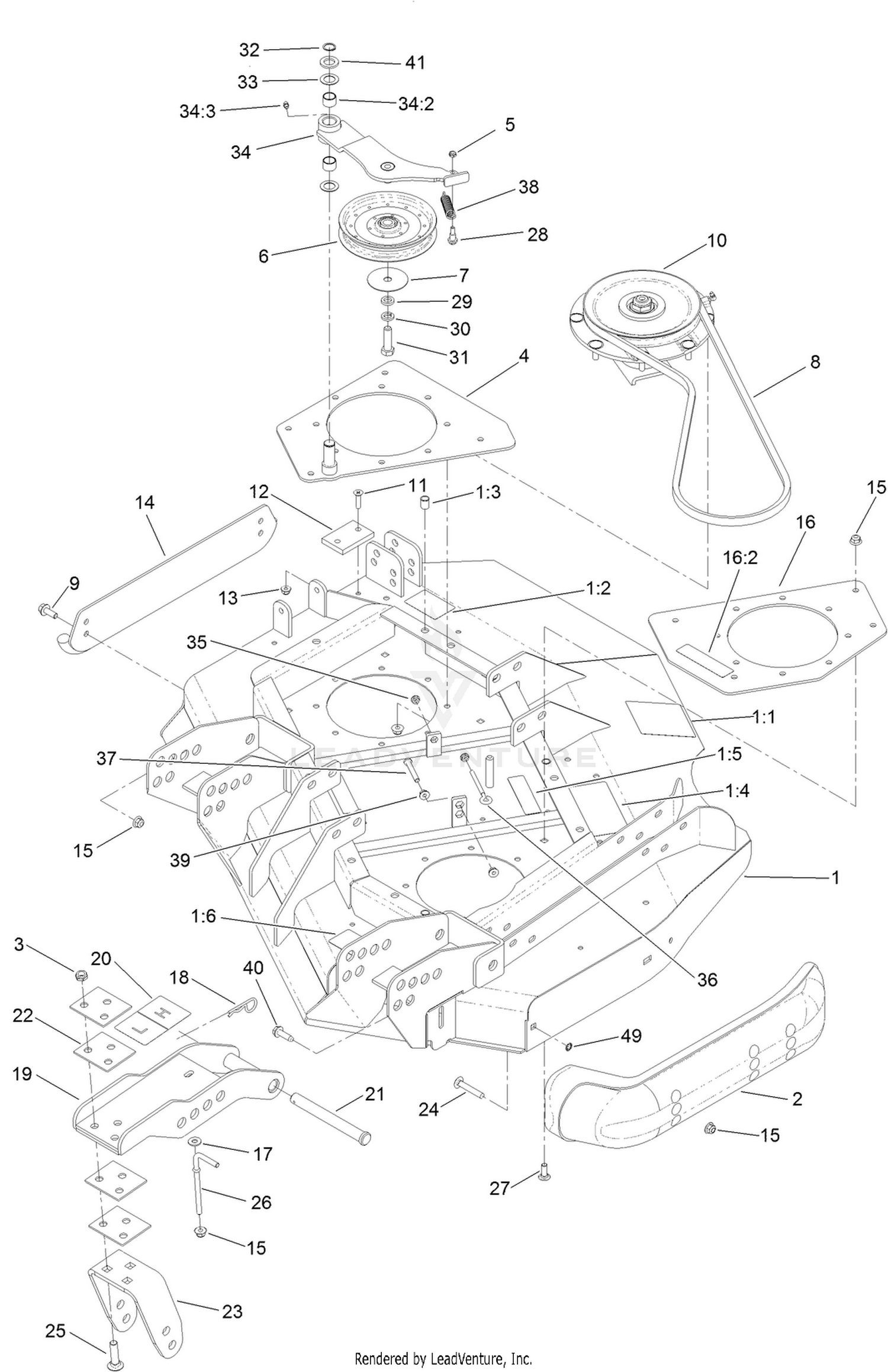 Left Deck, Idler and Skid Assembly