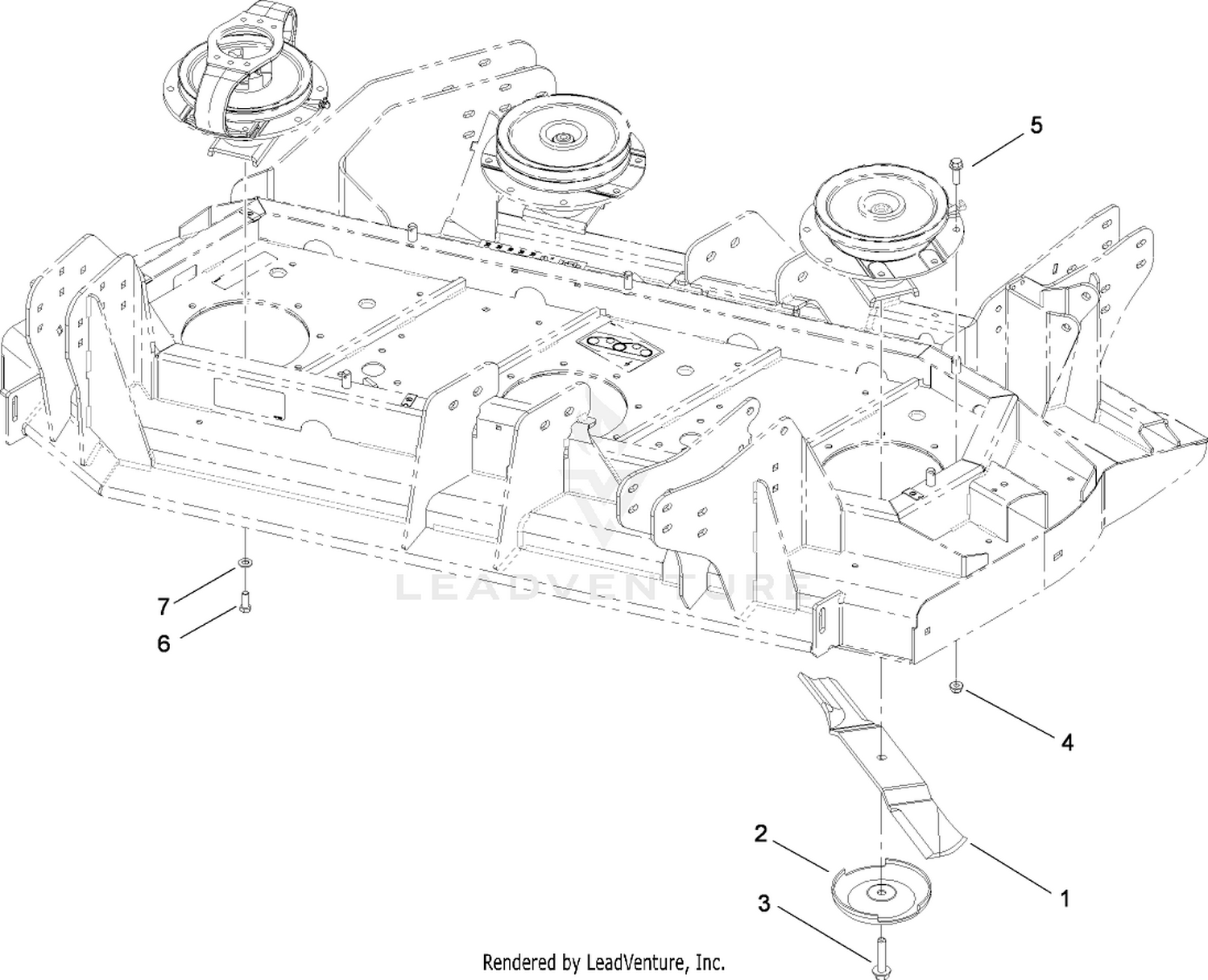 Right Deck  Spindle and Blade Assembly