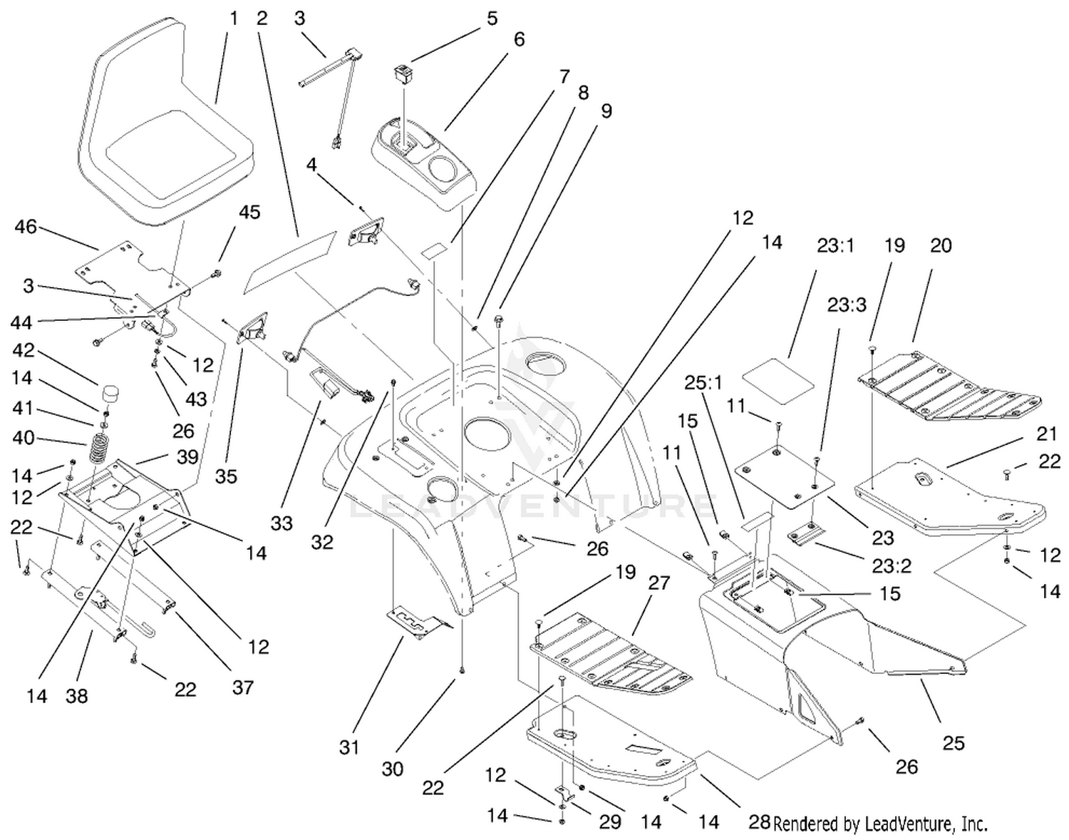 Fender, Footrest And Seat Assembly